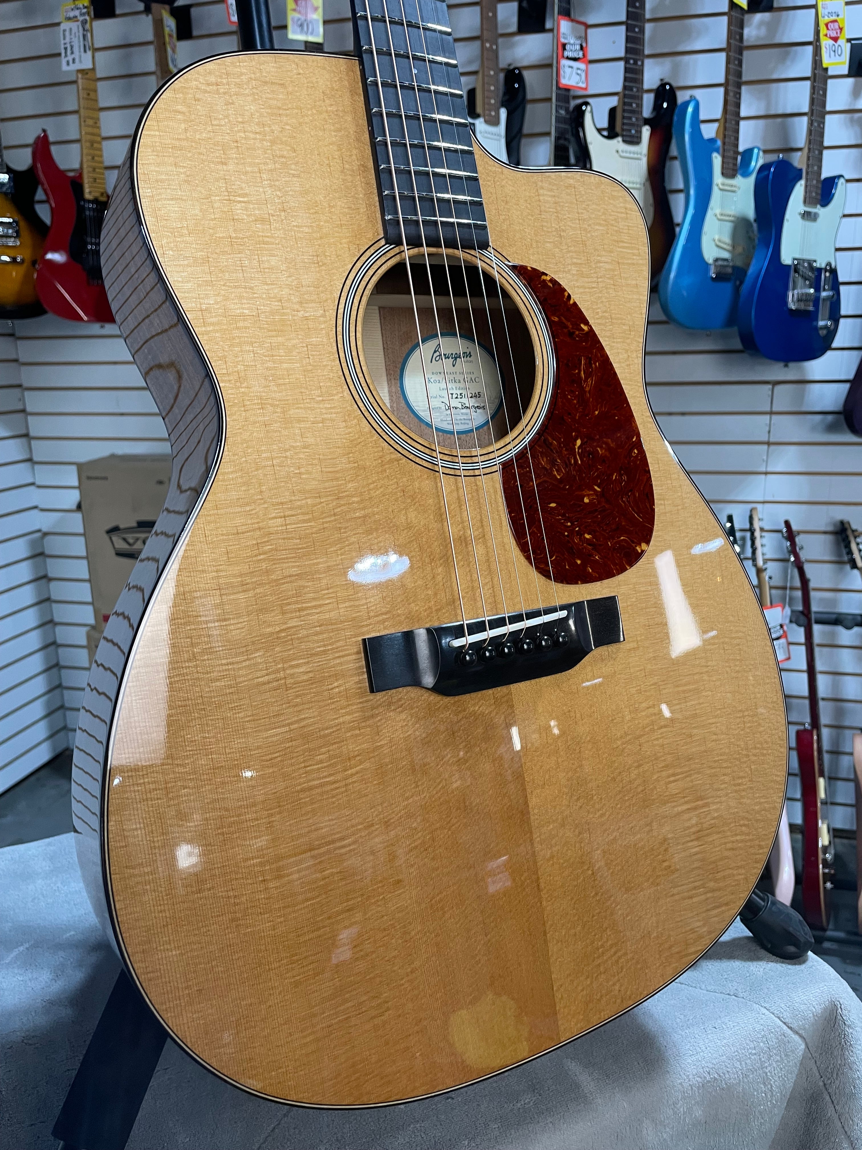 Bourgeois GACCB/DE-KOA-LE Acoustic Guitar - Natural w/OHSC & PLEK*D #245