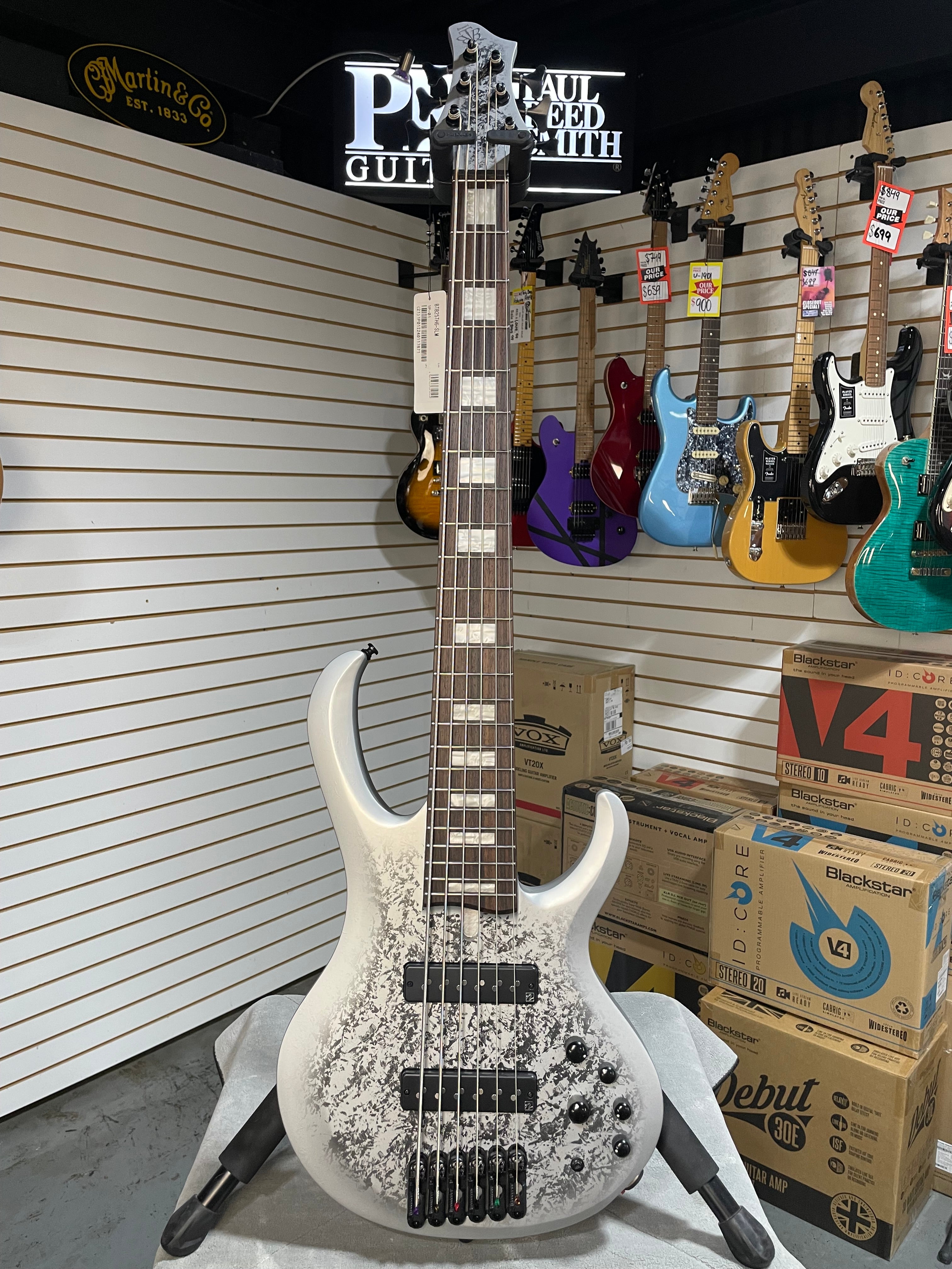 Ibanez 25th-Anniversary BTB Silver Blizzard Matte | C&M Music Center