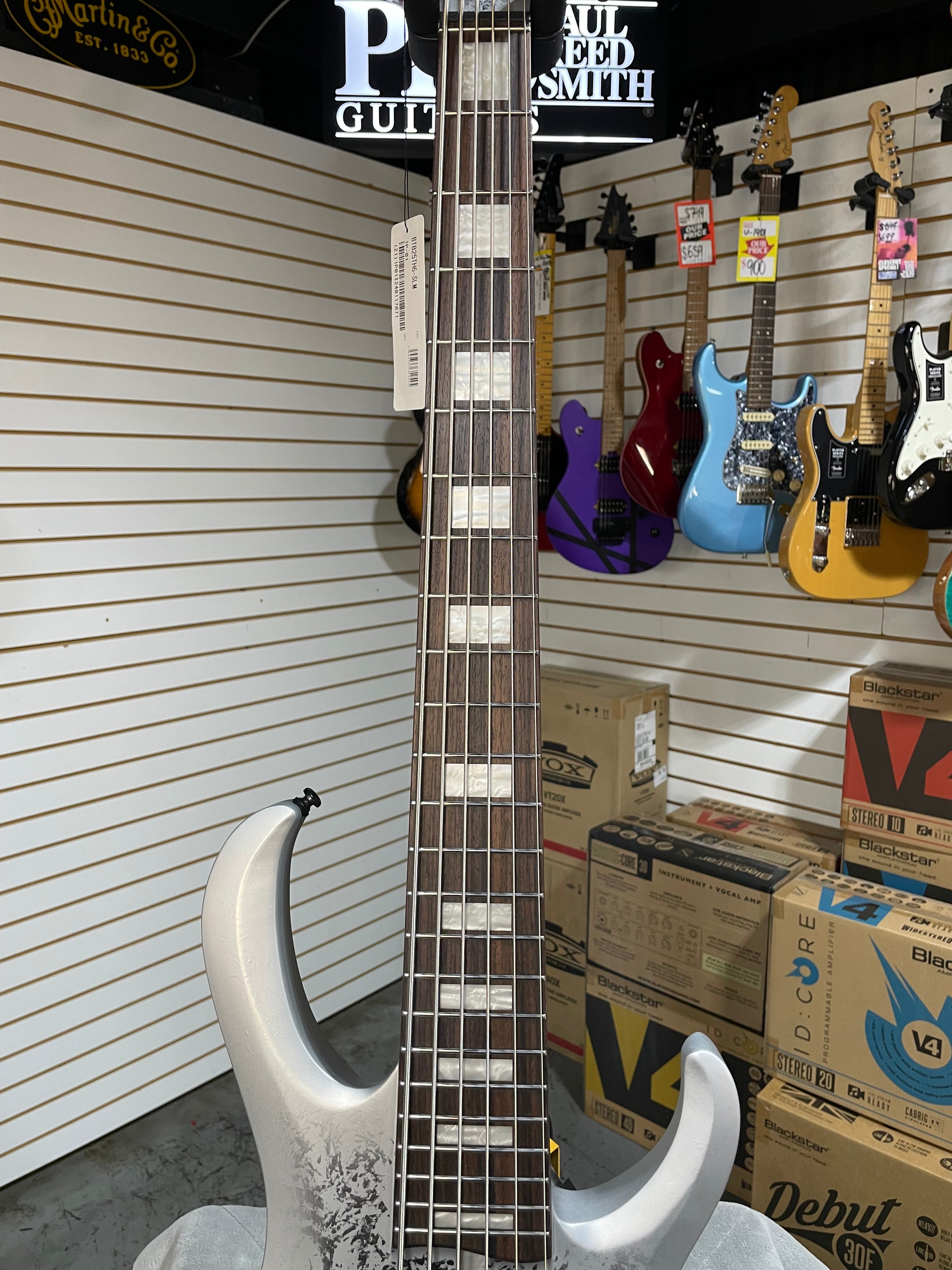 Ibanez 25th-Anniversary BTB Silver Blizzard Matte