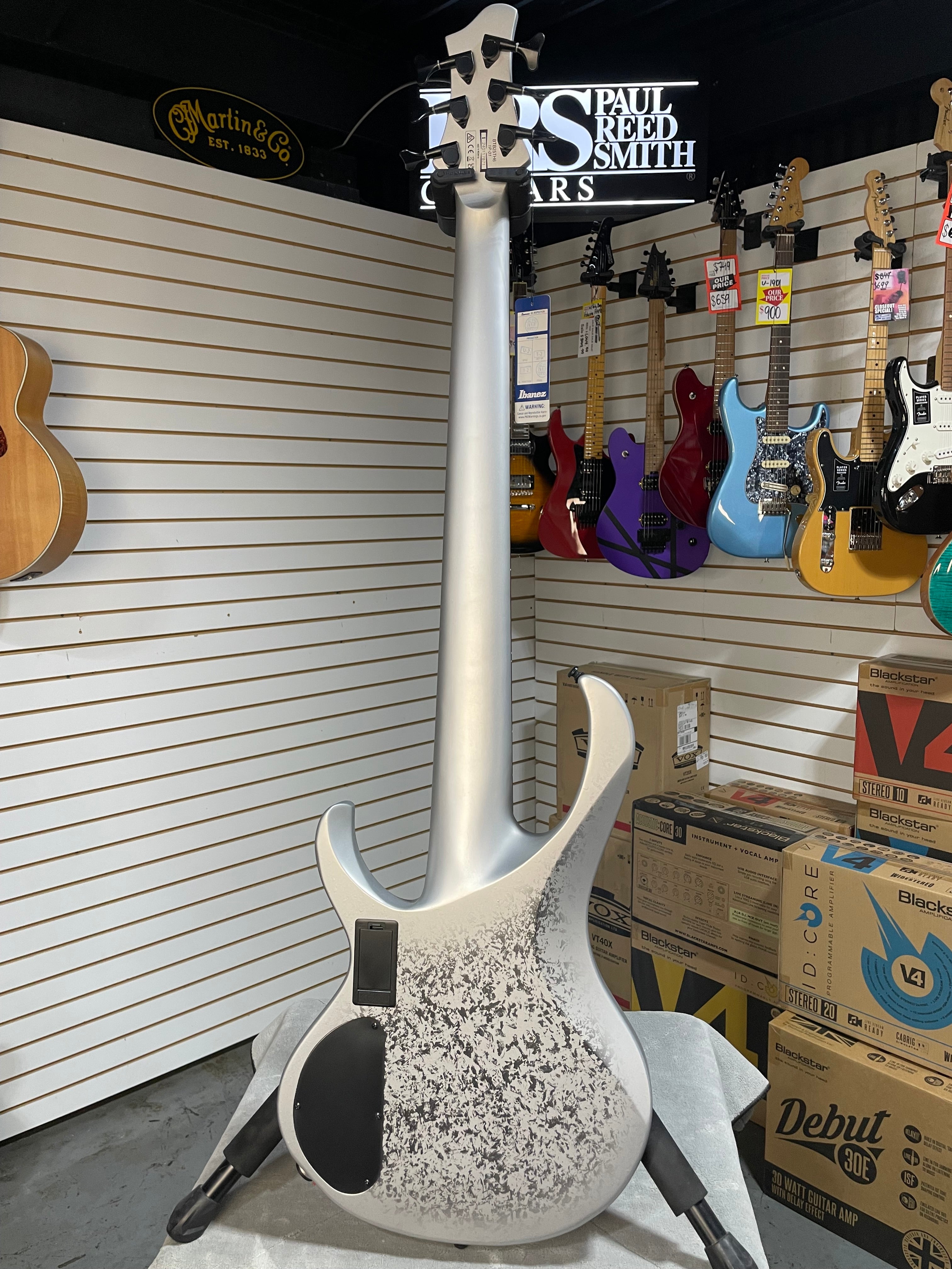 Ibanez 25th-Anniversary BTB Silver Blizzard Matte | C&M Music Center