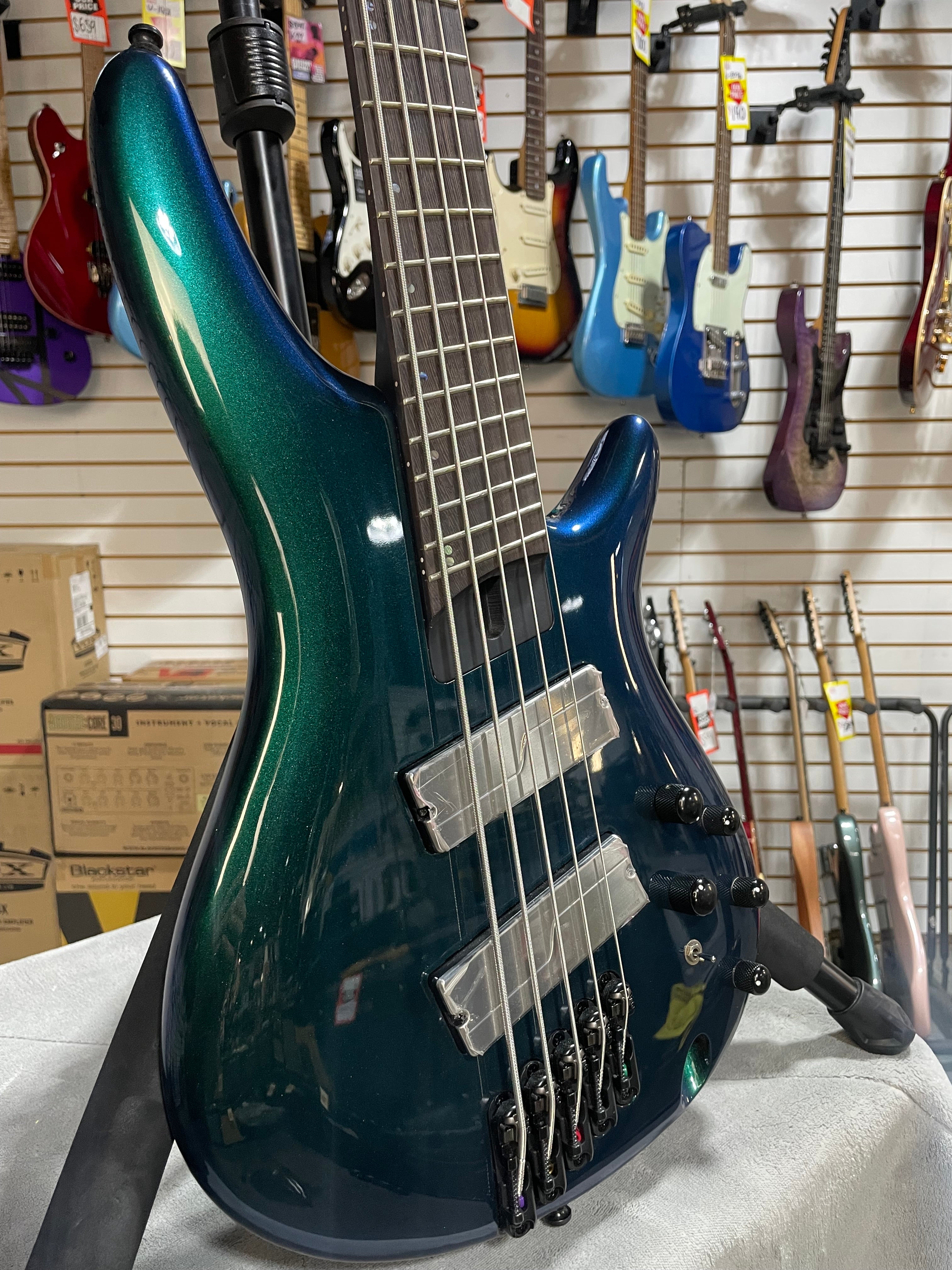 Bass Workshop SRMS725 5-string Multi-scale Electric Bass Guitar - Blue Chameleon #336