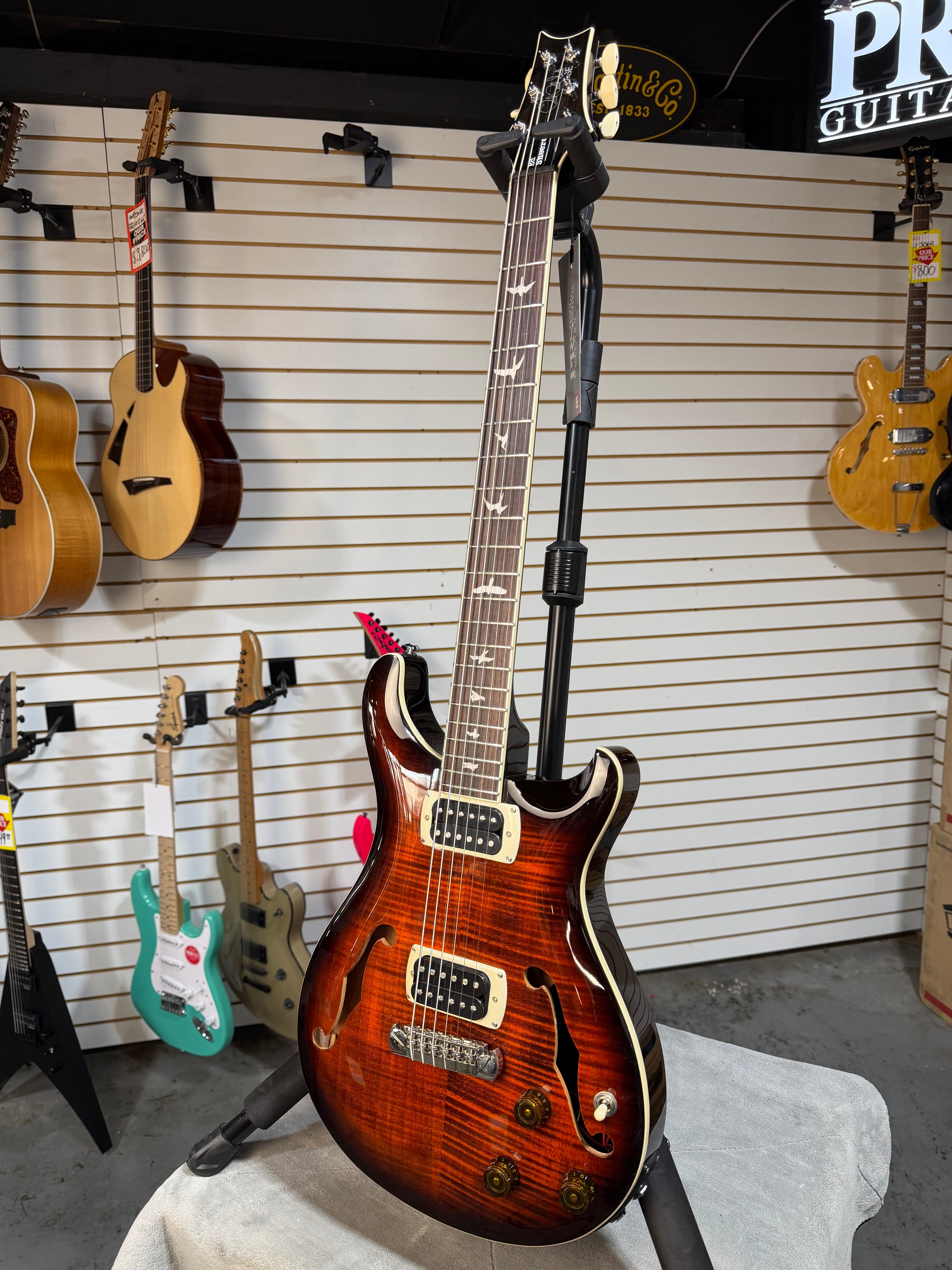 PRS SE Ed Sheeran Signature Hollowbody I Piezo Baritone Orange Tiger Smokeburst