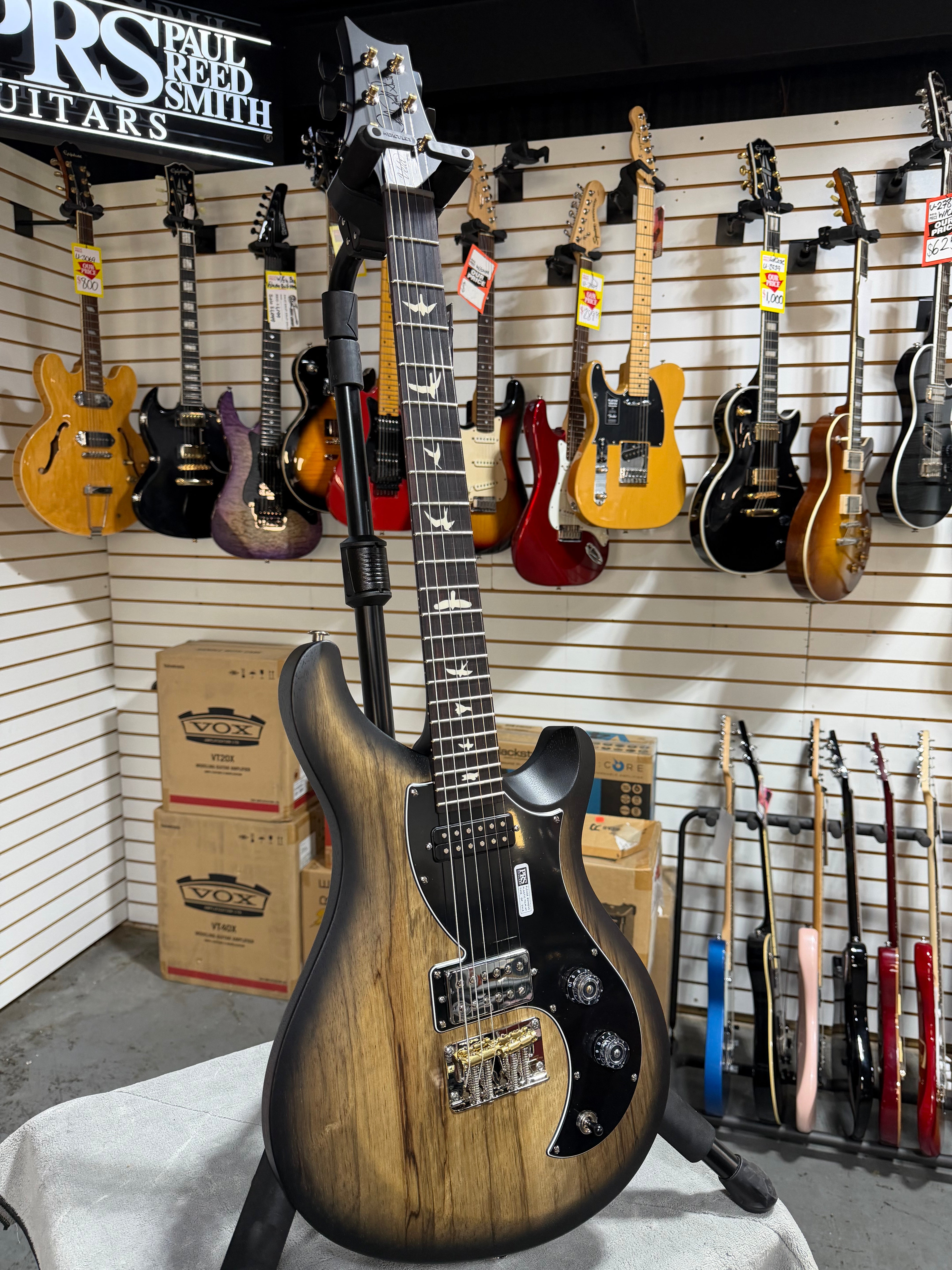 PRS S2 Vela Black Limba Natural Smokeburst
