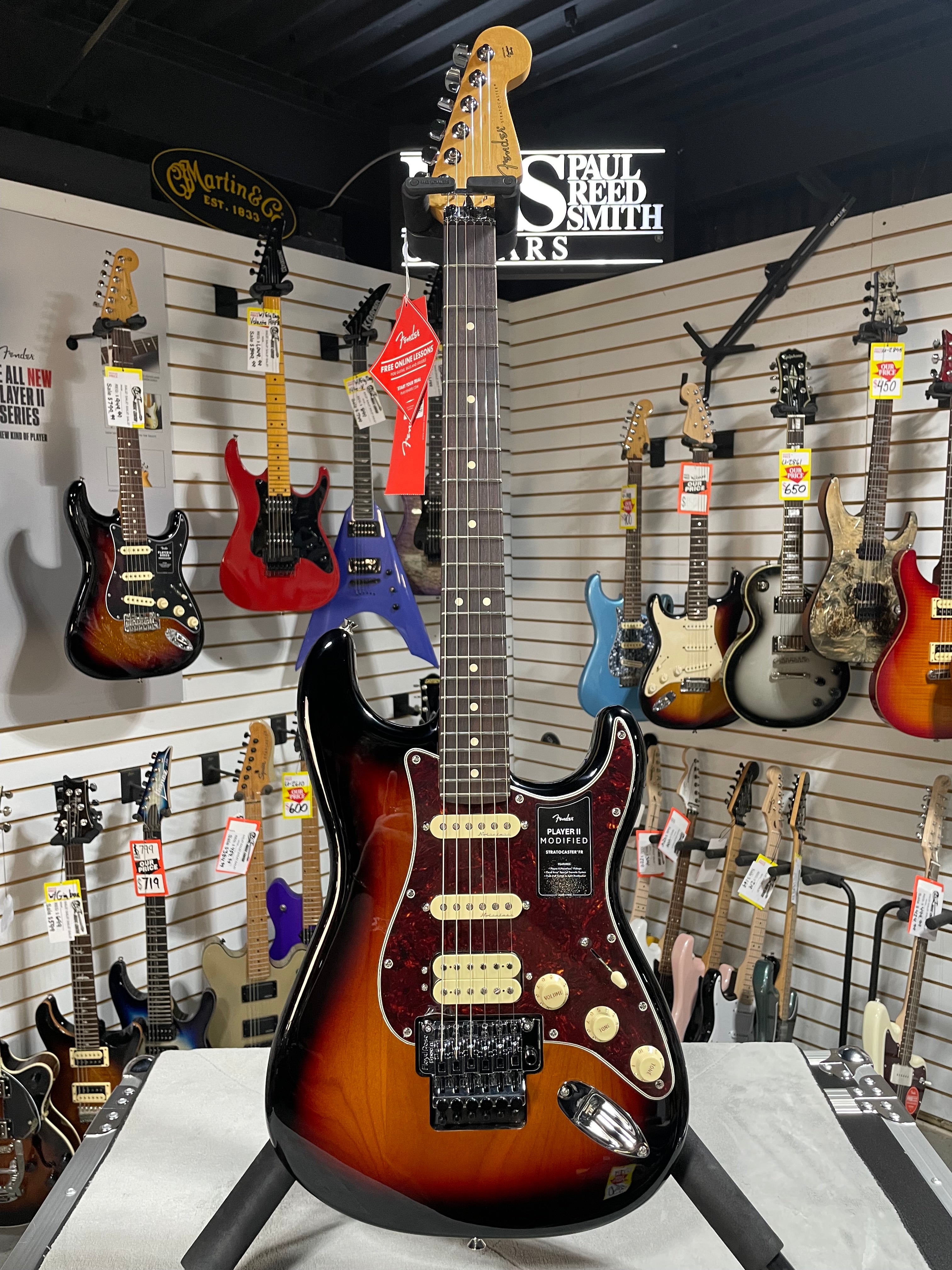Player II Modified Stratocaster HSS Floyd Rose Electric Guitar - 3-tone Sunburst, Rosewood Fingerboard #728 GET PLEK'D!