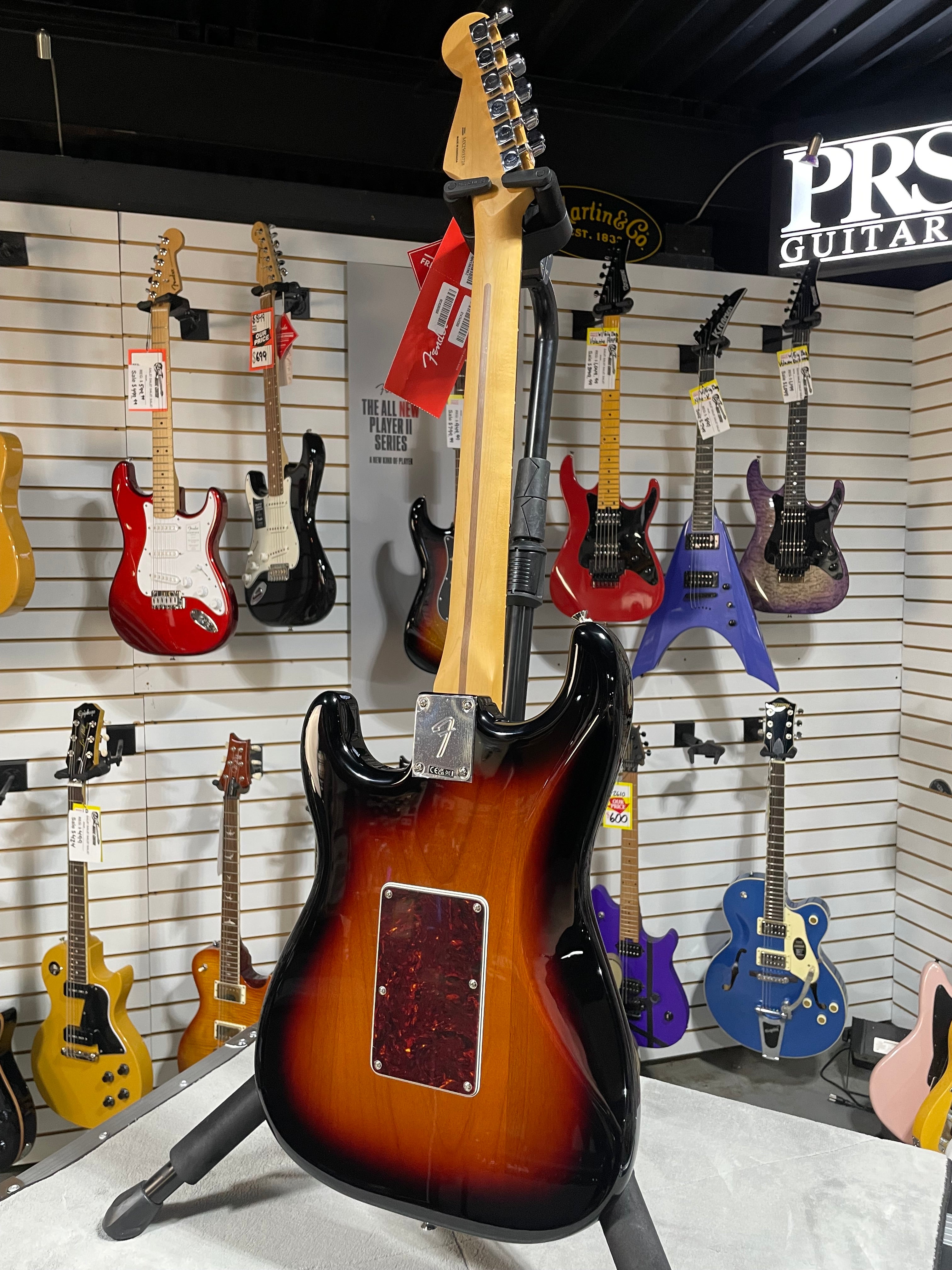 Player II Modified Stratocaster HSS Floyd Rose Electric Guitar - 3-tone Sunburst, Rosewood Fingerboard #728 GET PLEK'D!