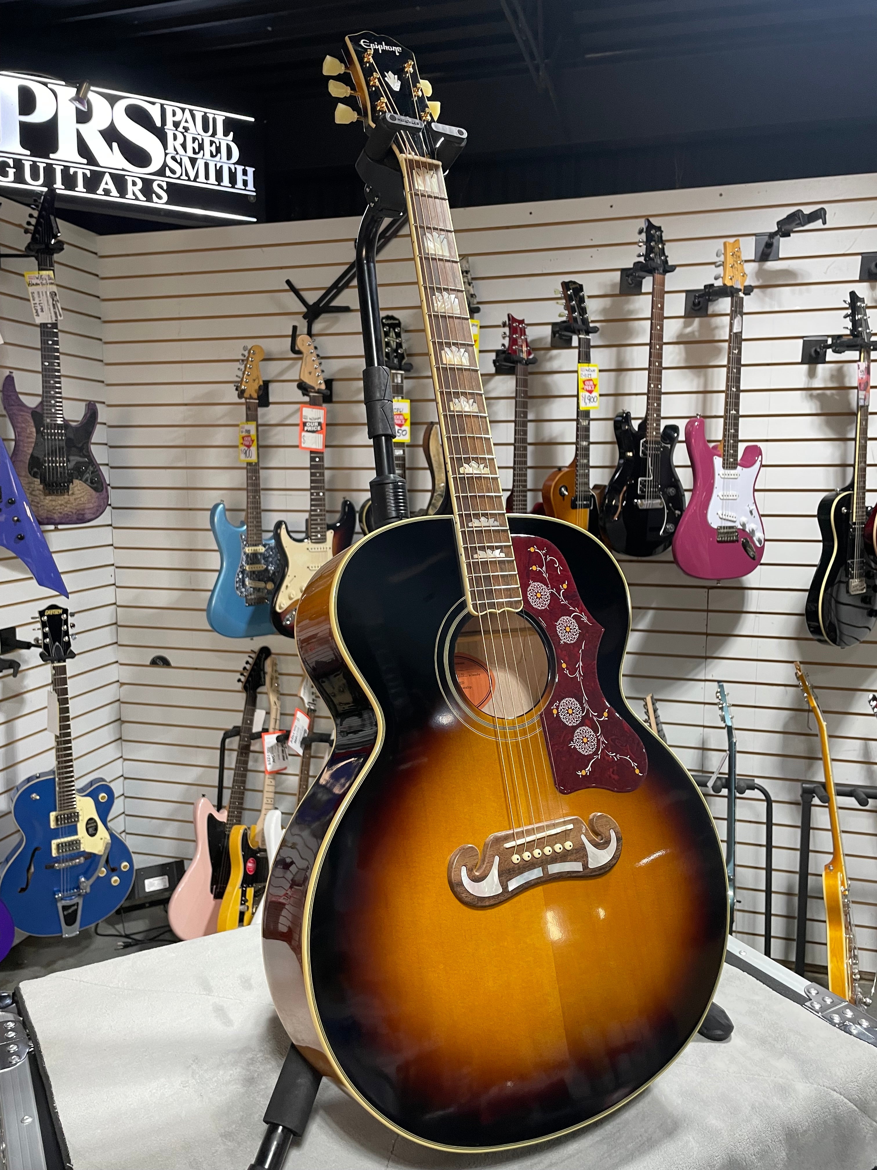 Epiphone J-200 Acoustic Guitar - Aged Vintage Sunburst Gloss w/OHSC & PLEK*D #570