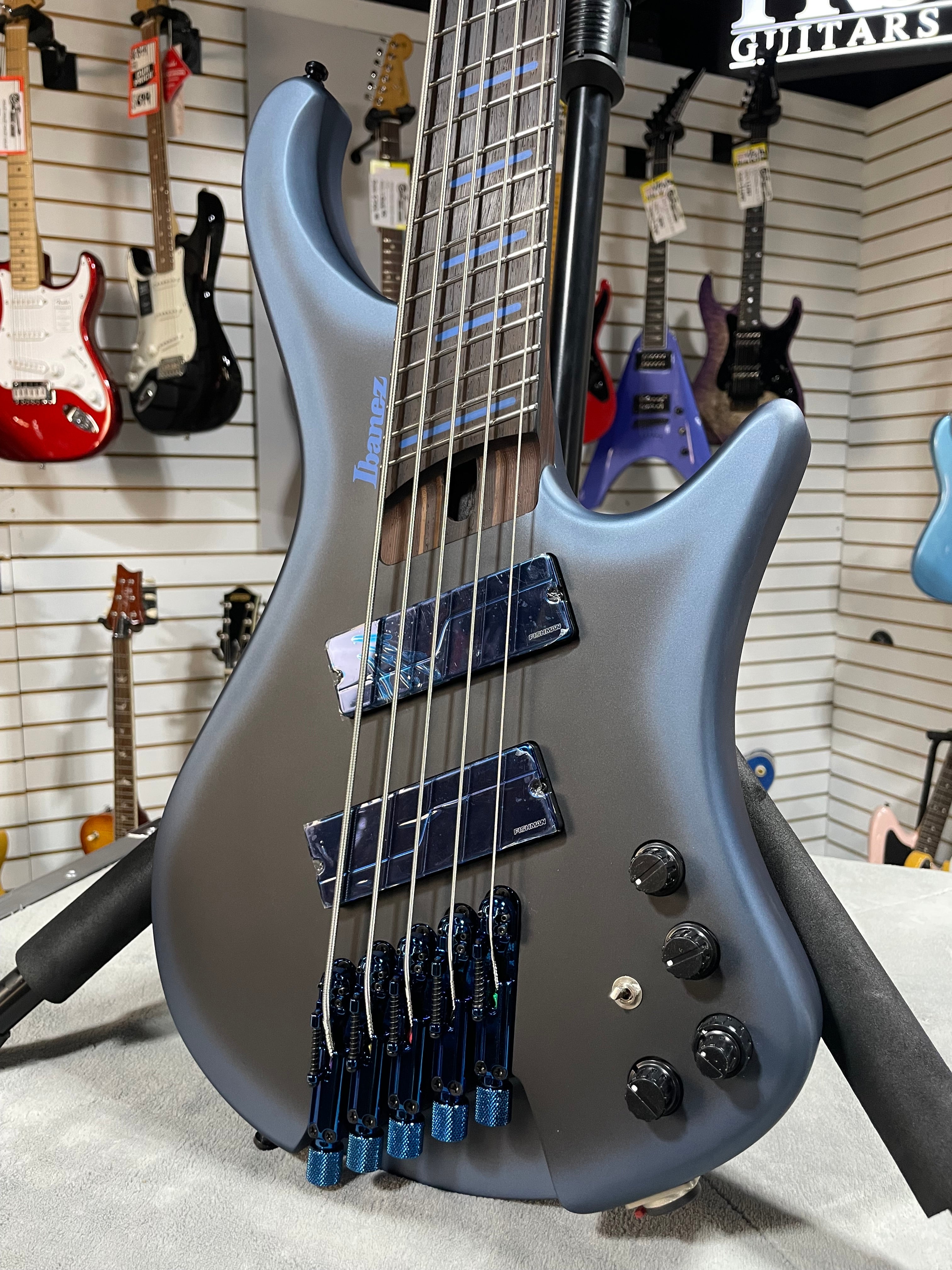 Bass Workshop EHB5MSBSP 5-string Multi-scale Bass Guitar - Midnight Arctic Ocean Matte #997