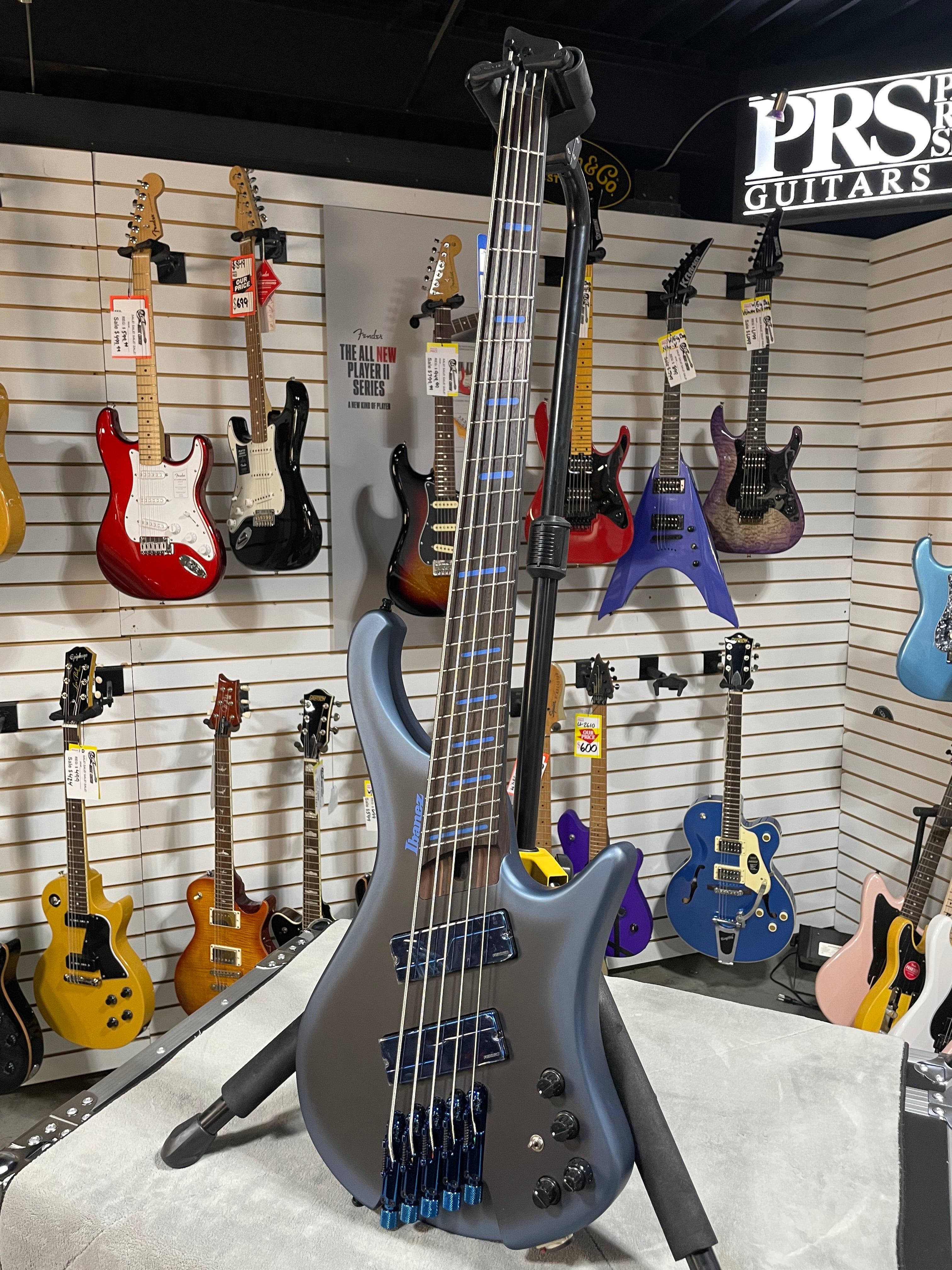 Bass Workshop EHB5MSBSP 5-string Multi-scale Bass Guitar - Midnight Arctic Ocean Matte #997