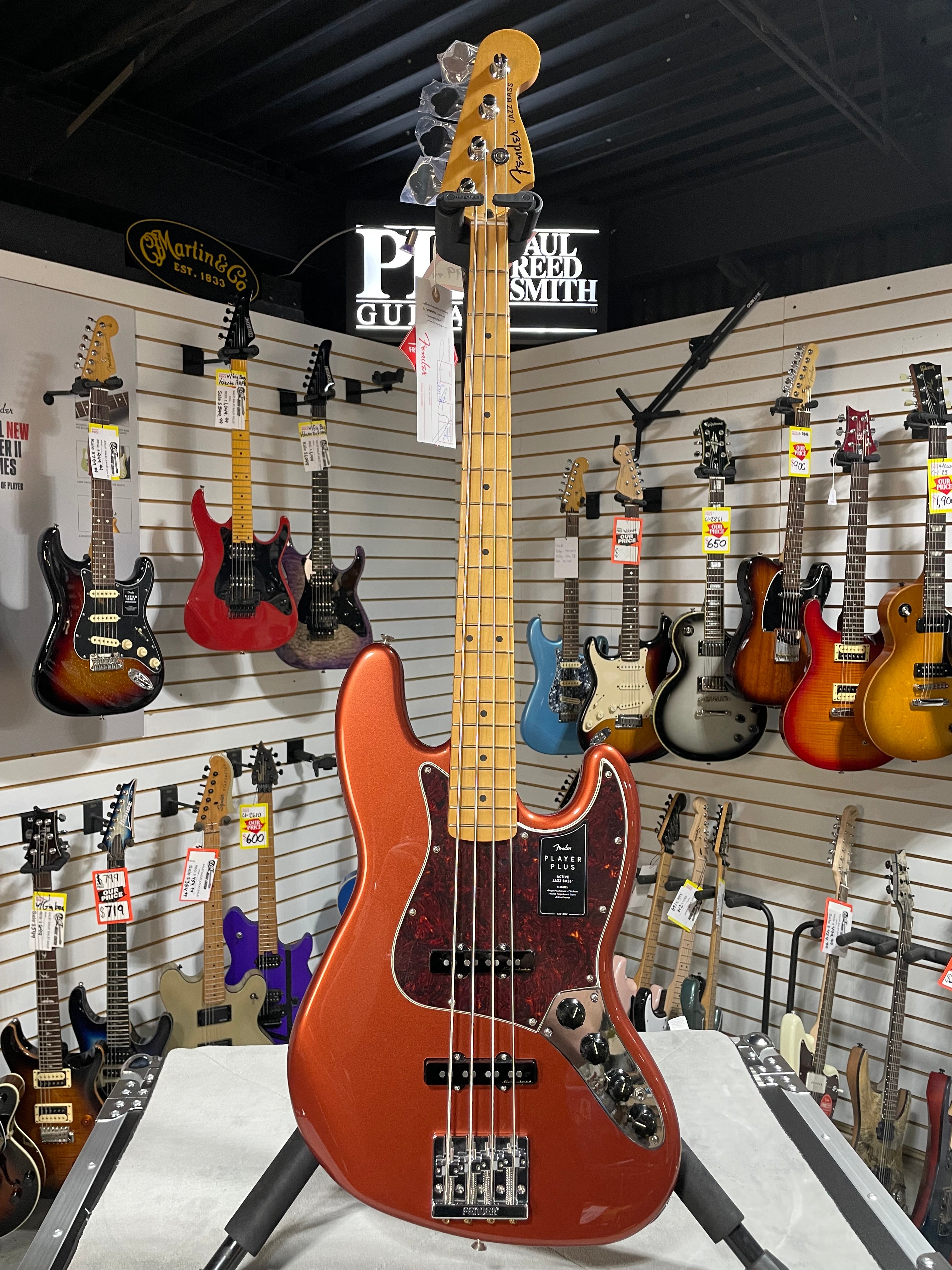 Player Plus Active Jazz Bass - Aged Candy Apple Red #231 GET PLEK'D!
