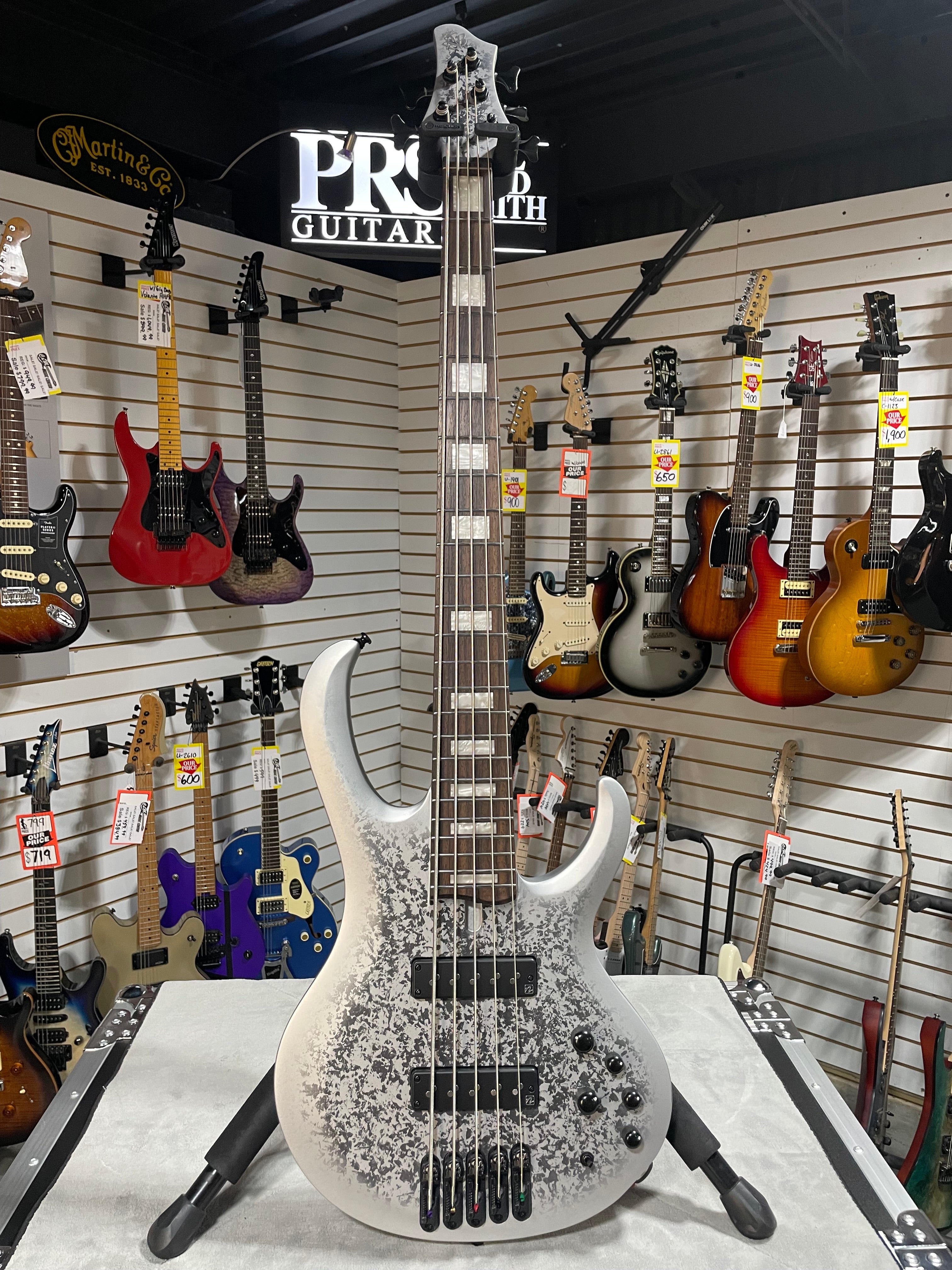 Ibanez 25th-Anniversary BTB Silver Blizzard Matte | C&M Music Center