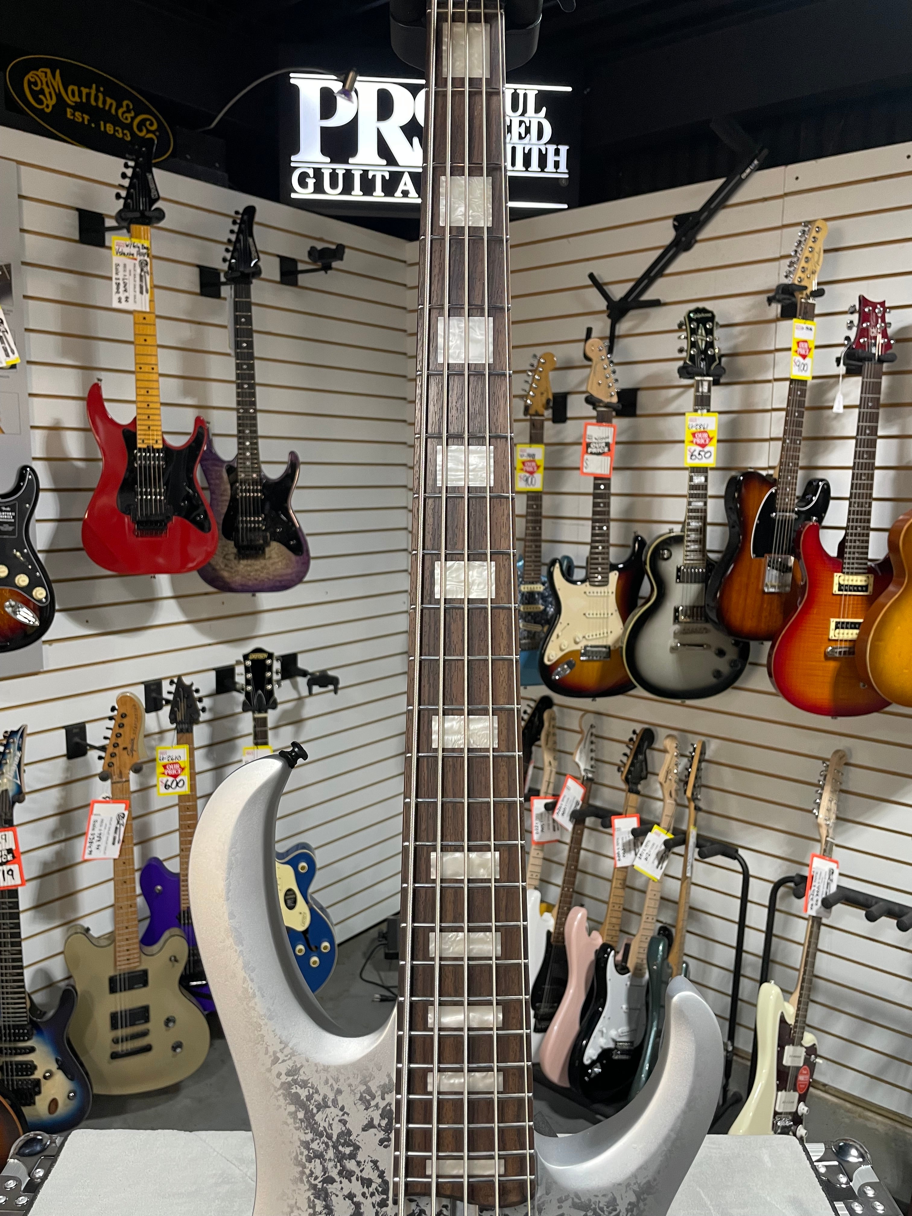 Ibanez 25th-Anniversary BTB Silver Blizzard Matte