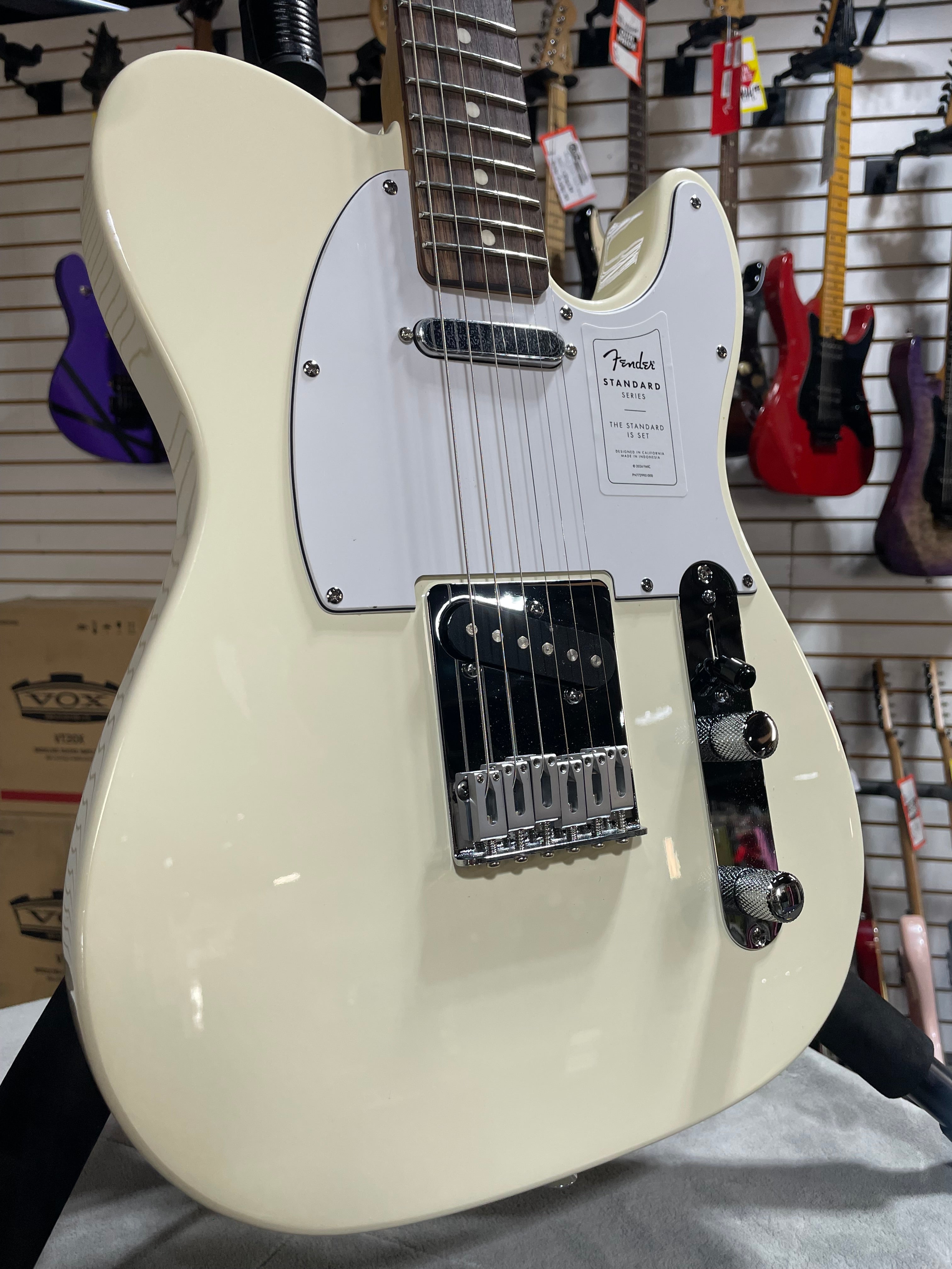 Fender Standard Telecaster Electric Guitar - Olympic White & PLEK*D #487
