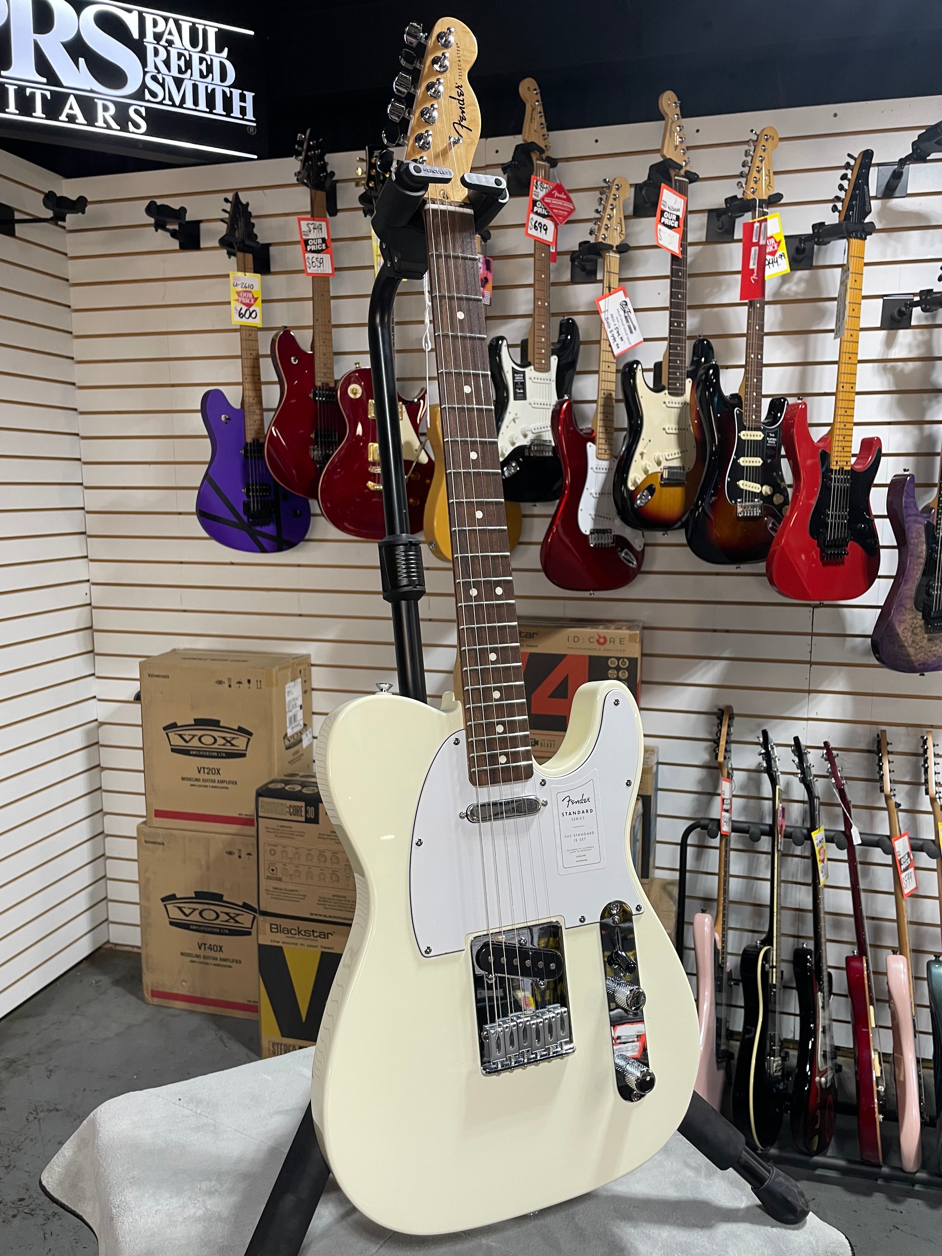Fender Standard Telecaster Electric Guitar - Olympic White & PLEK*D #487