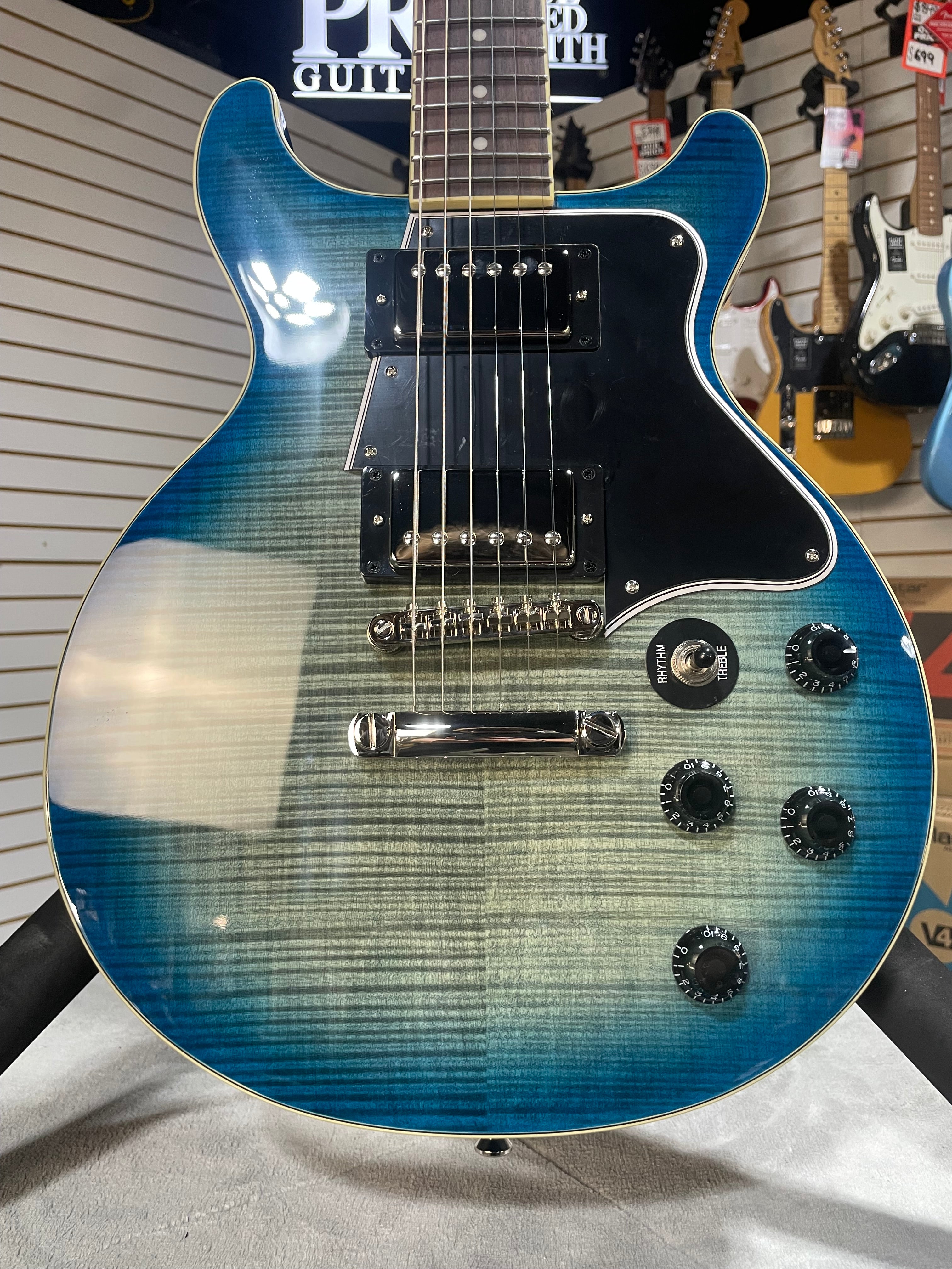 Epiphone Les Paul Special Double Cut Figured Electric Guitar - Ocean Water w/ Gigbag & PLEK*D #496