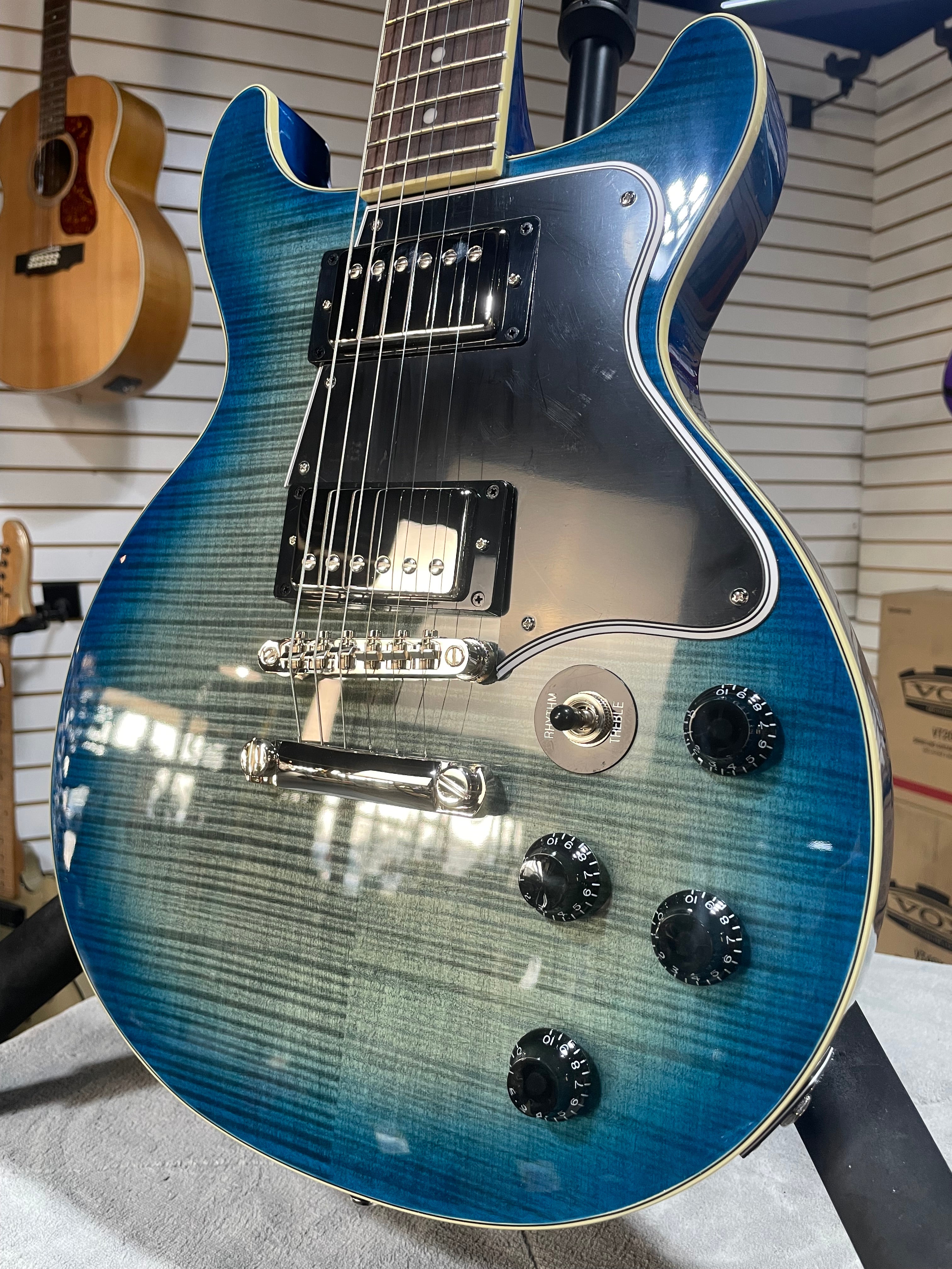 Epiphone Les Paul Special Double Cut Figured Electric Guitar - Ocean Water w/ Gigbag & PLEK*D #496