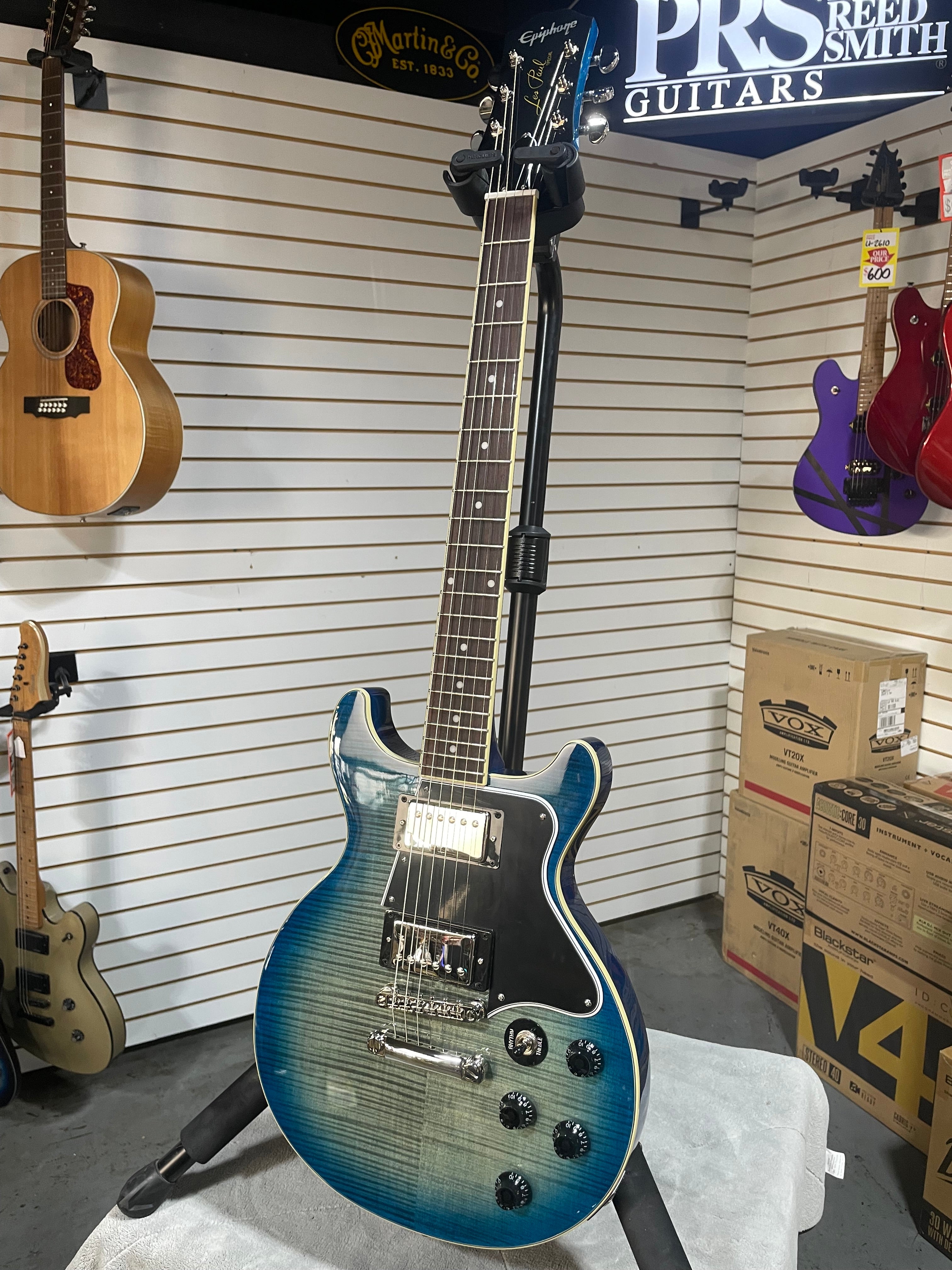 Epiphone Les Paul Special Double Cut Figured Electric Guitar - Ocean Water w/ Gigbag & PLEK*D #496