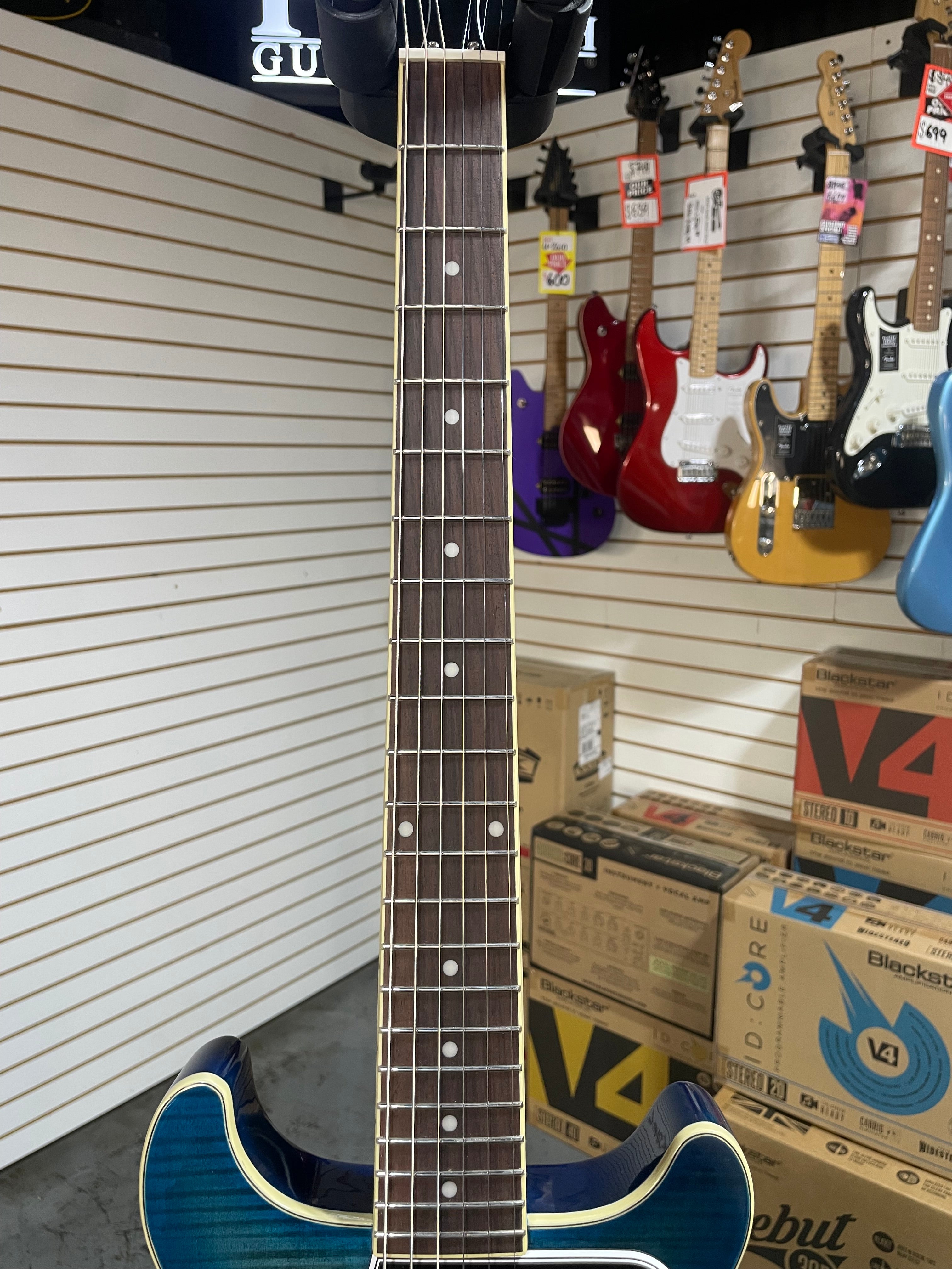 Epiphone Les Paul Special Double Cut Figured Electric Guitar - Ocean Water w/ Gigbag & PLEK*D #496