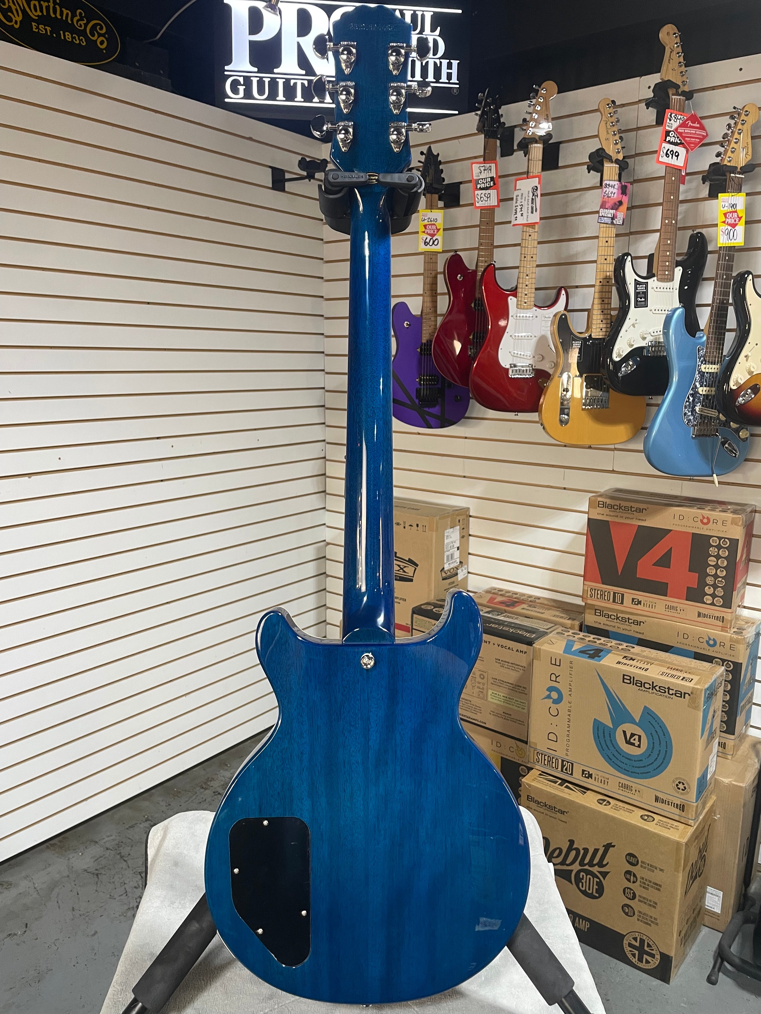 Epiphone Les Paul Special Double Cut Figured Electric Guitar - Ocean Water w/ Gigbag & PLEK*D #496