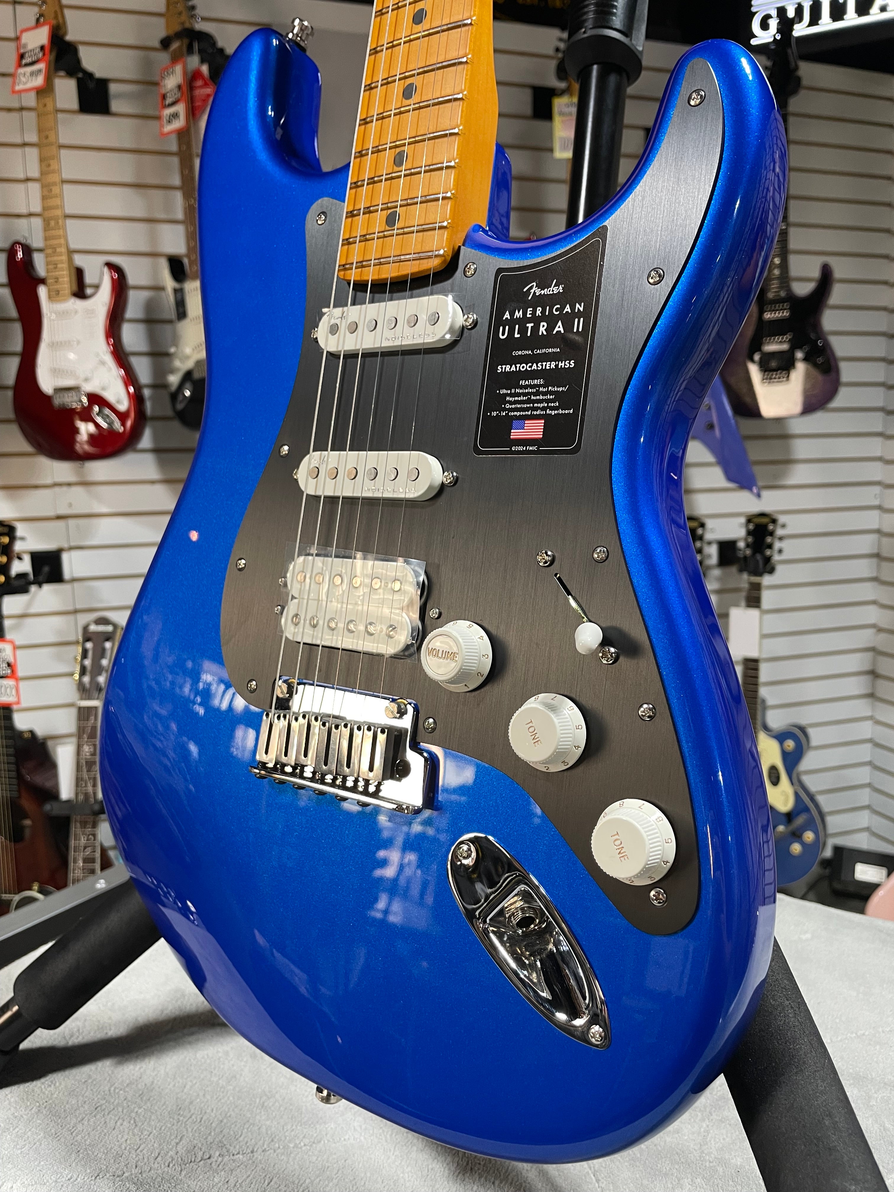 Fender American Ultra II Stratocaster - Noble Blue w/ Maple Fingerboard w/ OHSC & PLEK*D #677