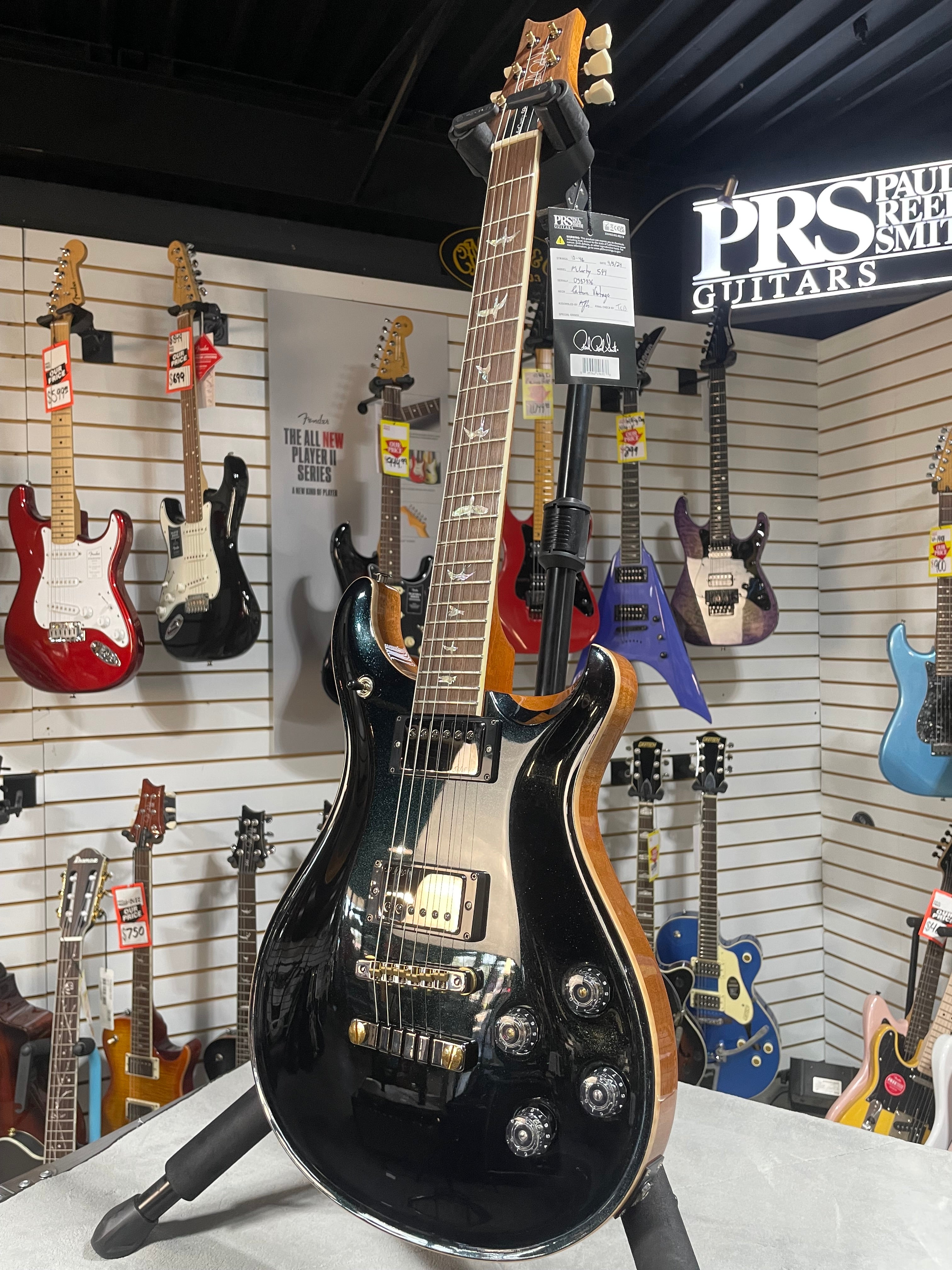 McCarty 594 Electric Guitar - Custom Color Black Metallic w/Natural Back Braz FB #836 GET PLEK'D!