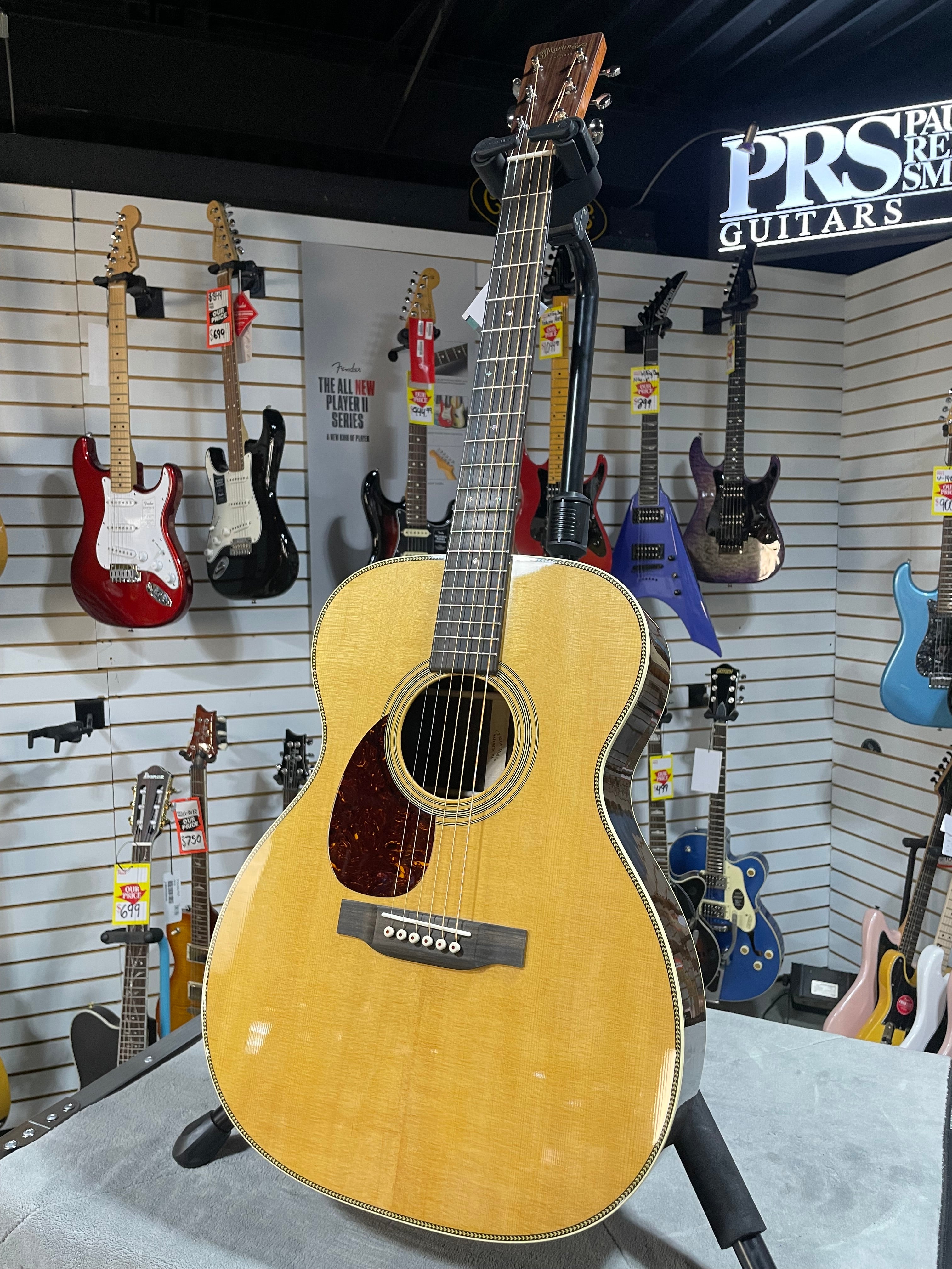 Martin OM-28 Left Handed Acoustic Guitar - Natural w/OHSC & PLEK*D #292