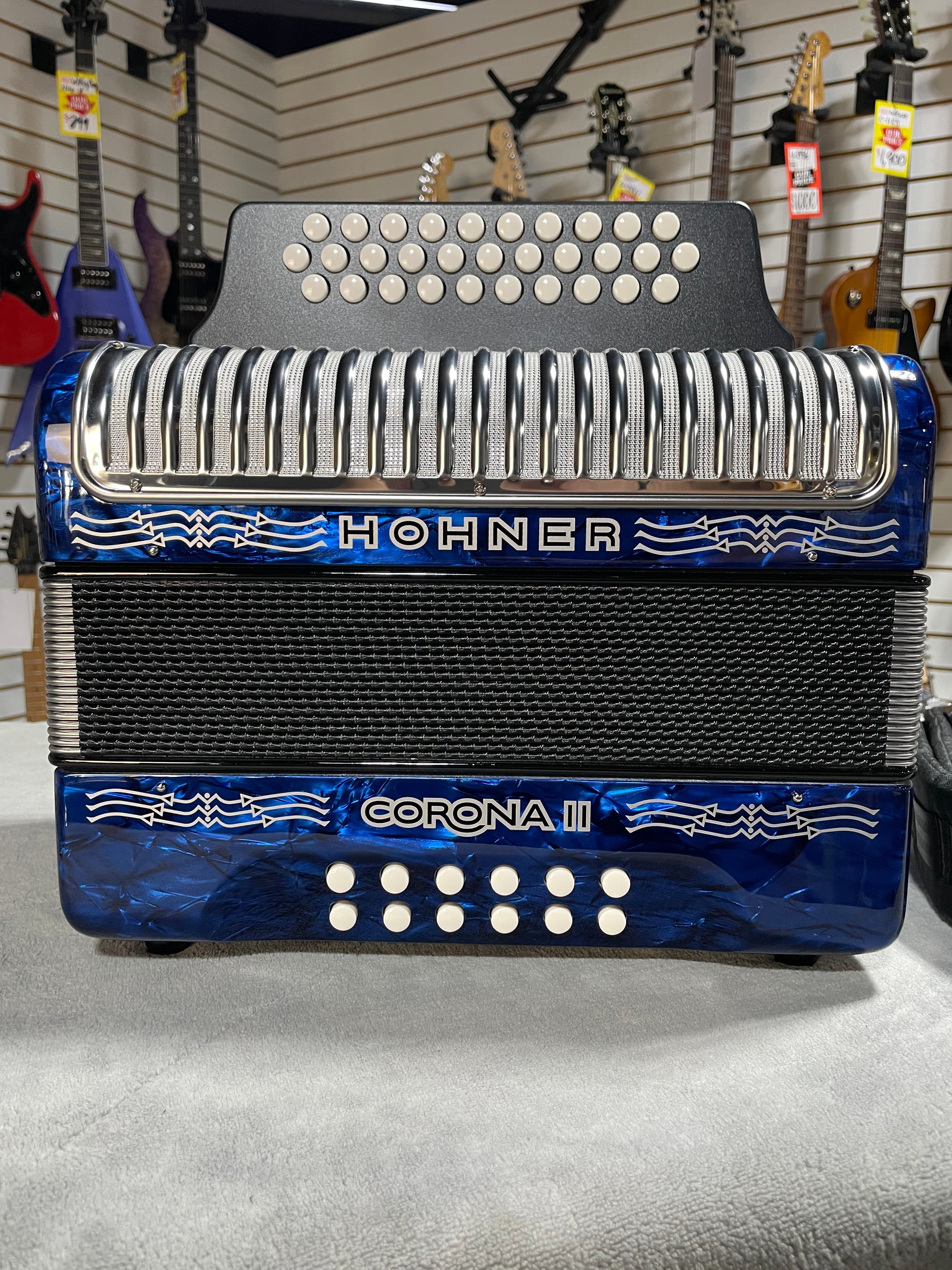 Hohner Corona II 3500 GCF Button Accordion - Dark Blue