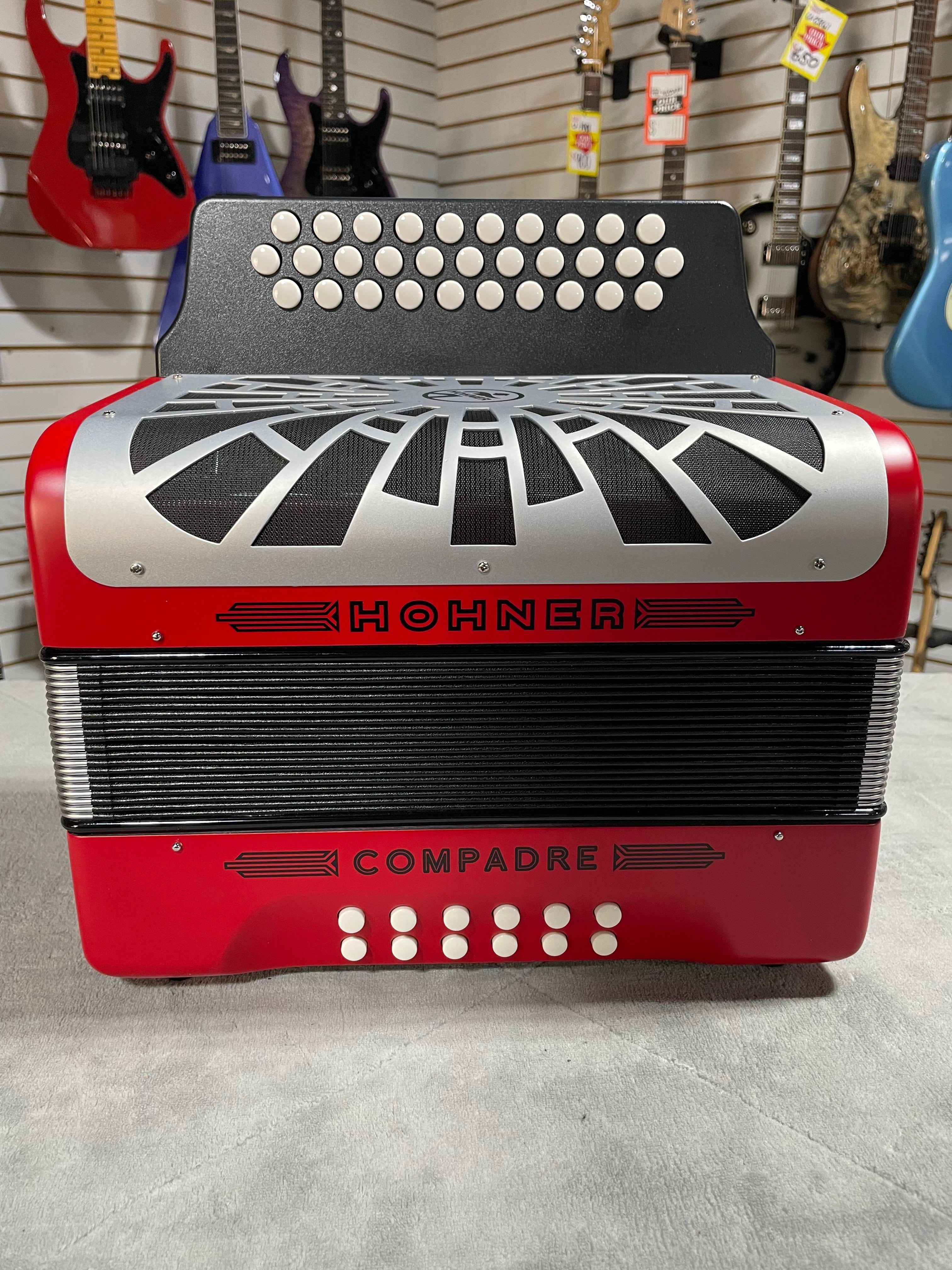 Hohner Compadre Diatonic Accordion - Keys of G/C/F - Red