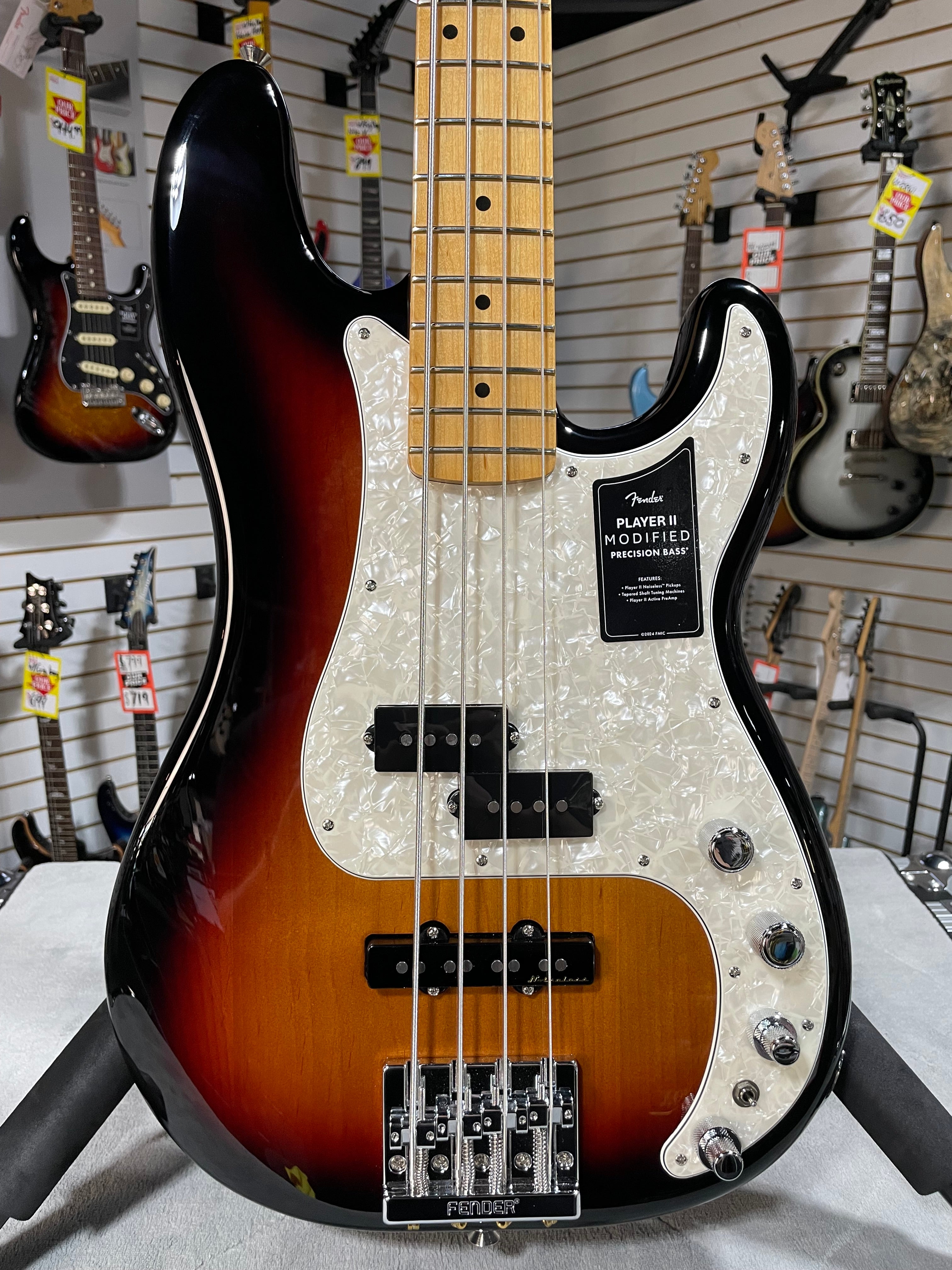 Player II Modified Active Precision Bass - 3-tone Sunburst, Maple Fingerboard #869 GET PLEK'D!