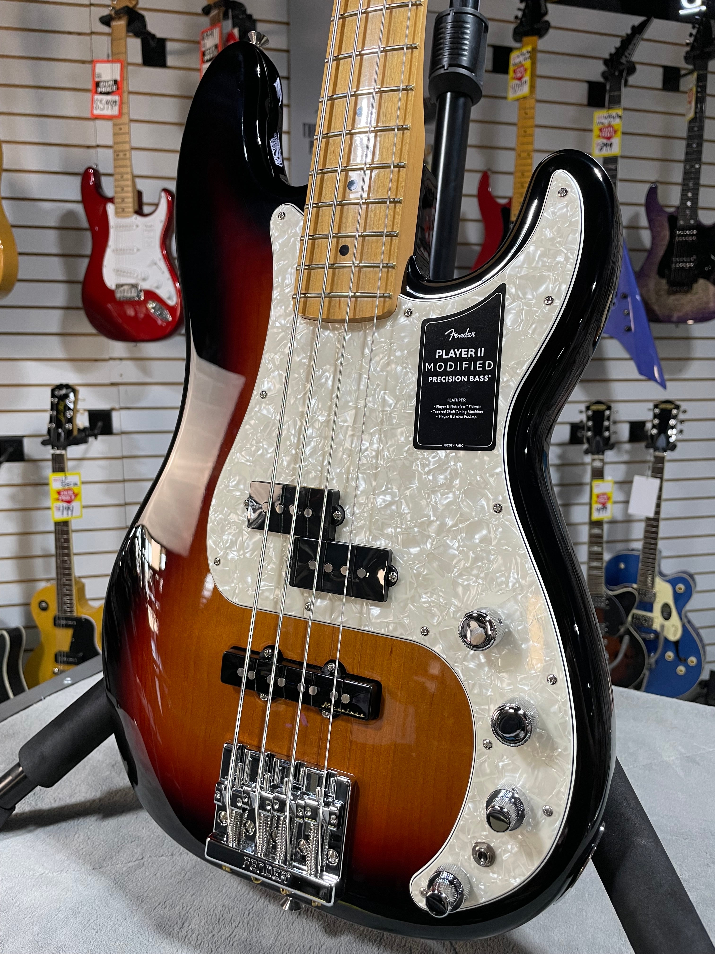 Player II Modified Active Precision Bass - 3-tone Sunburst, Maple Fingerboard #869 GET PLEK'D!