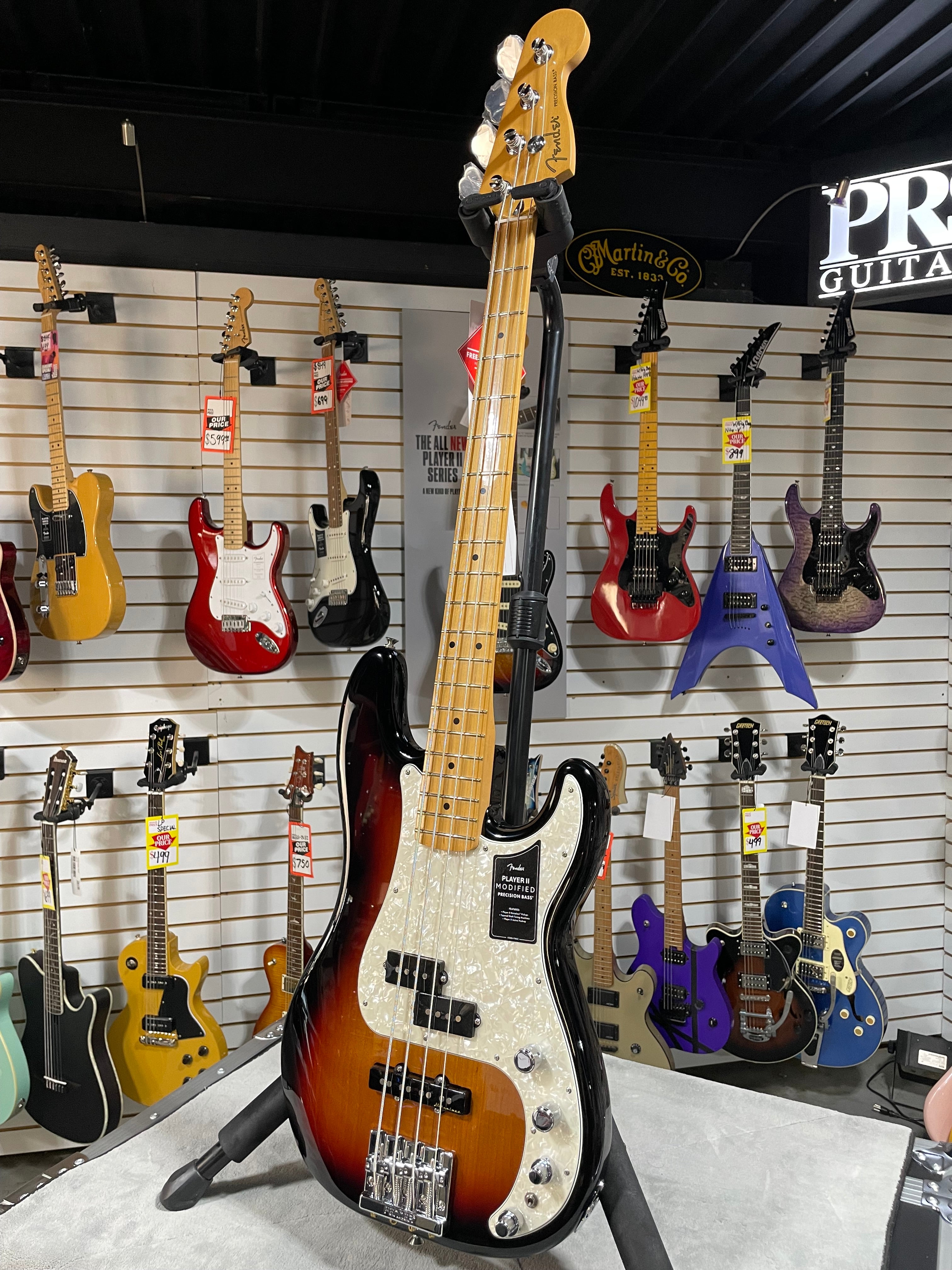 Player II Modified Active Precision Bass - 3-tone Sunburst, Maple Fingerboard #869 GET PLEK'D!