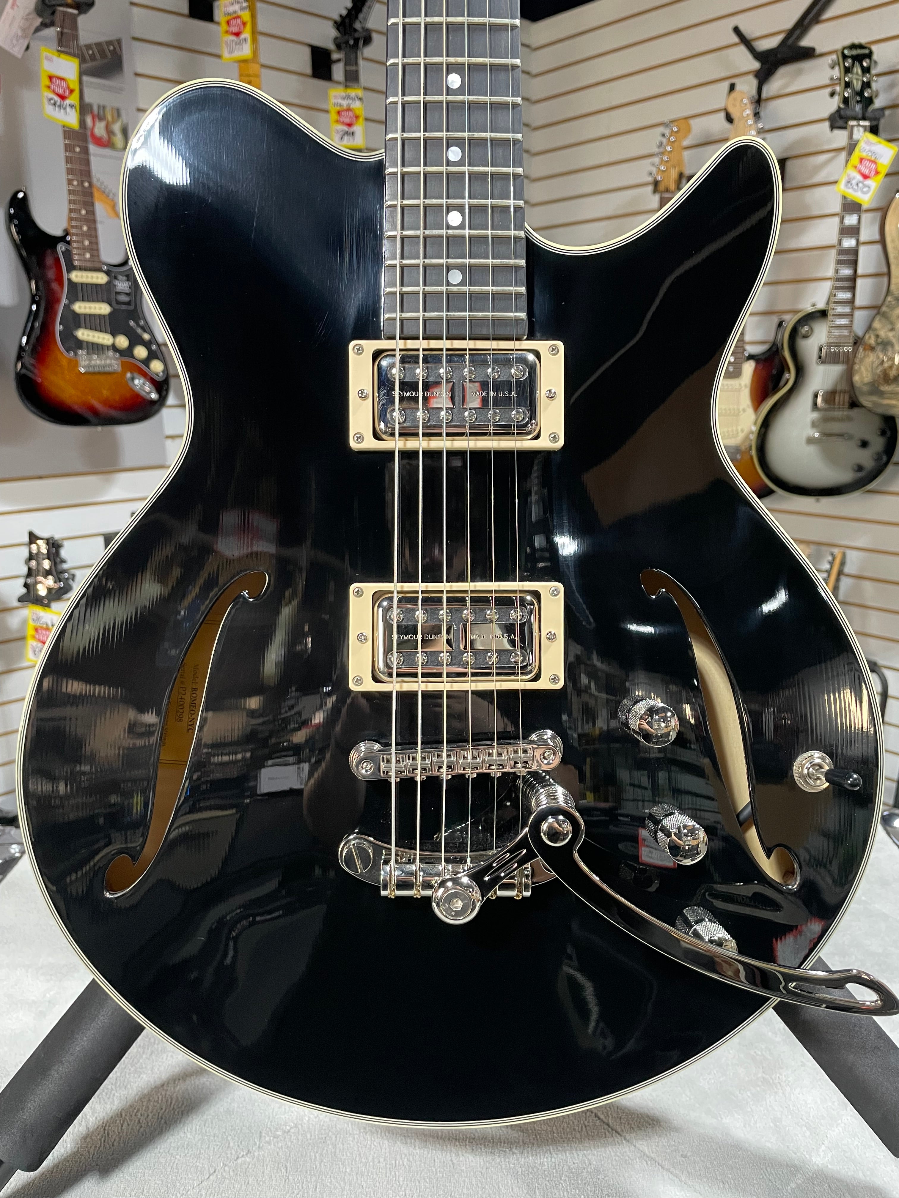 Romeo NYC Semi-hollowbody Electric Guitar - Black #298 GET PLEK'D!