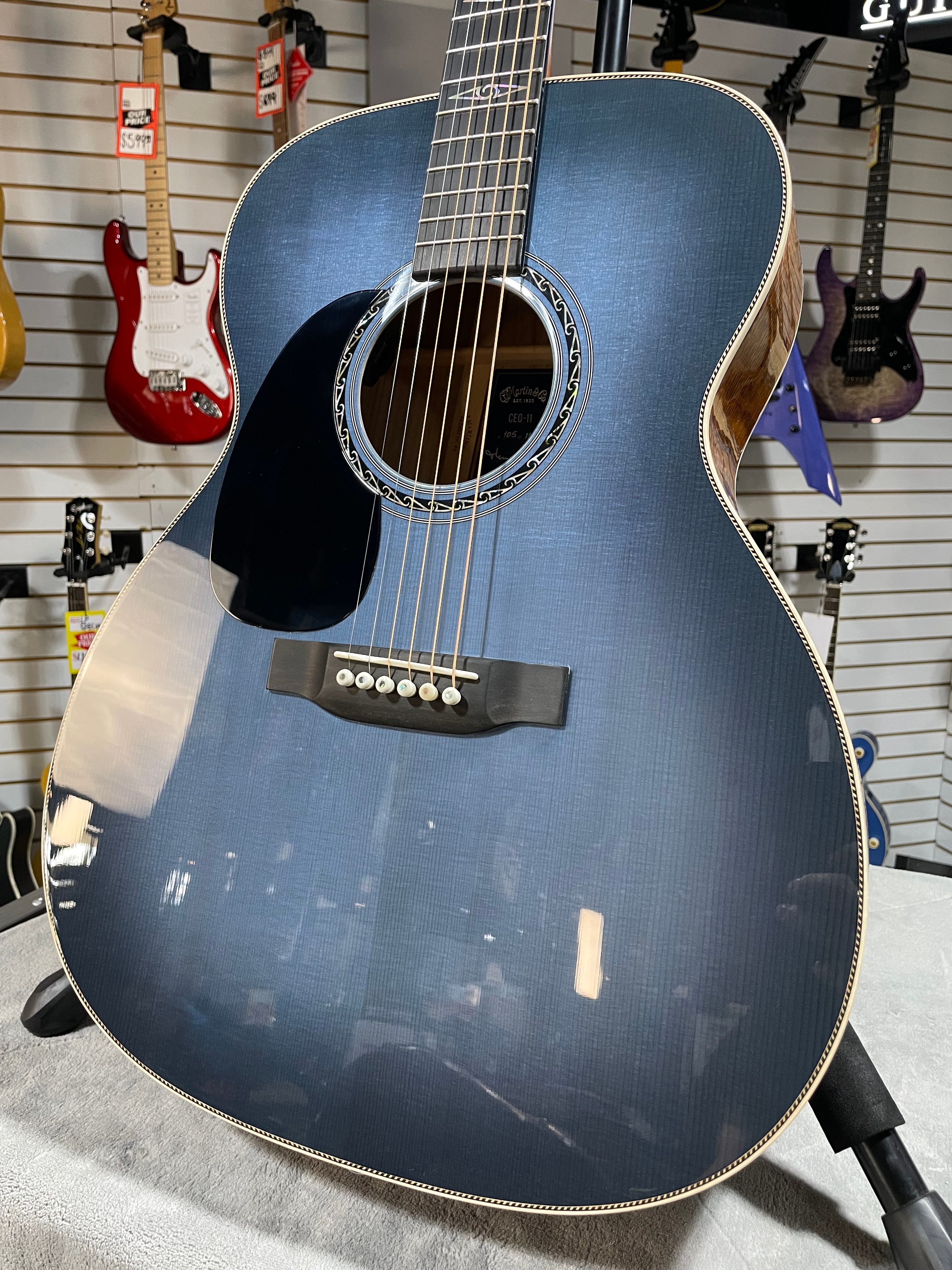 Martin CEO-11 Left Handed Acoustic Guitar - Blue Burst w/OHSC & PLEK*D #929