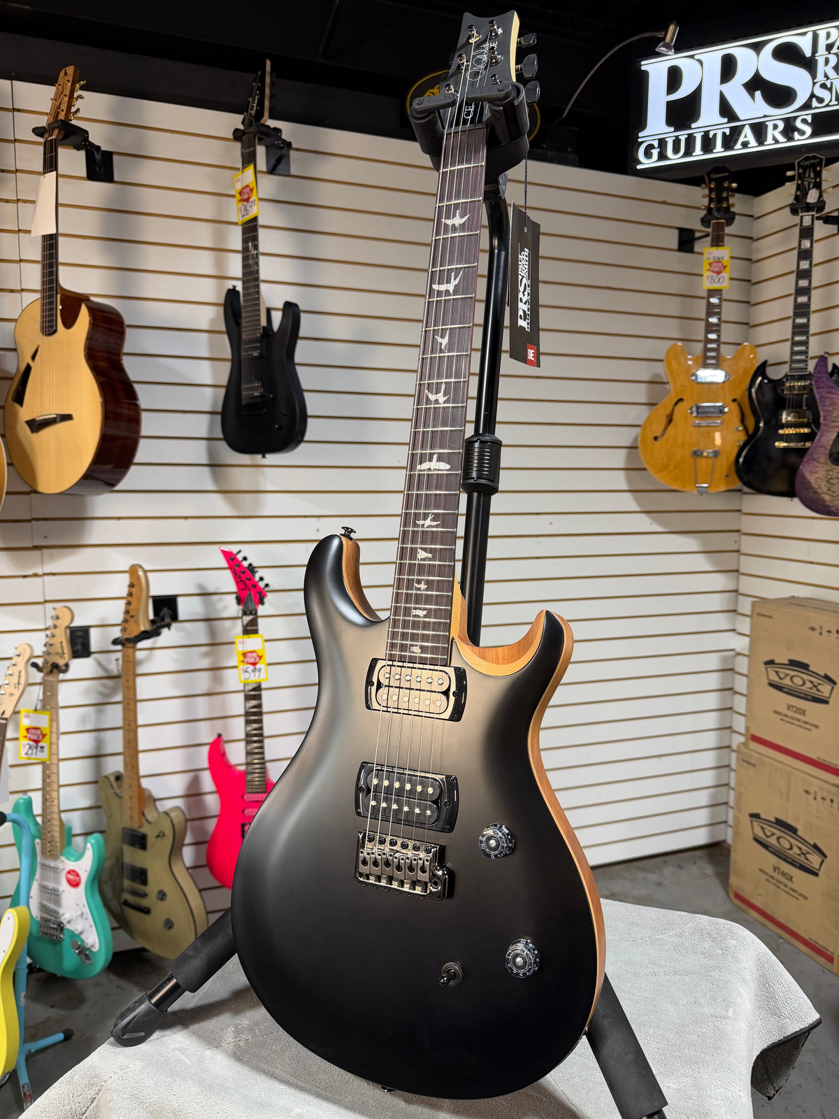 PRS SE CE 24 Satin - Flat Black Top, C&M Exclusive - Black