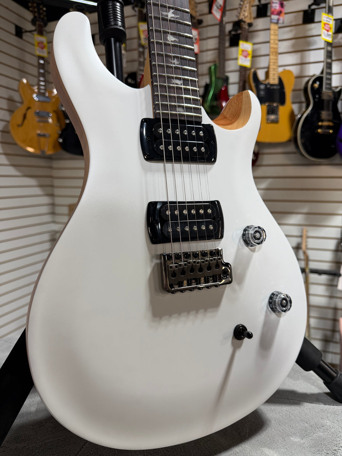 PRS SE CE 24 Satin - Flat White Top, C&M Exclusive - White