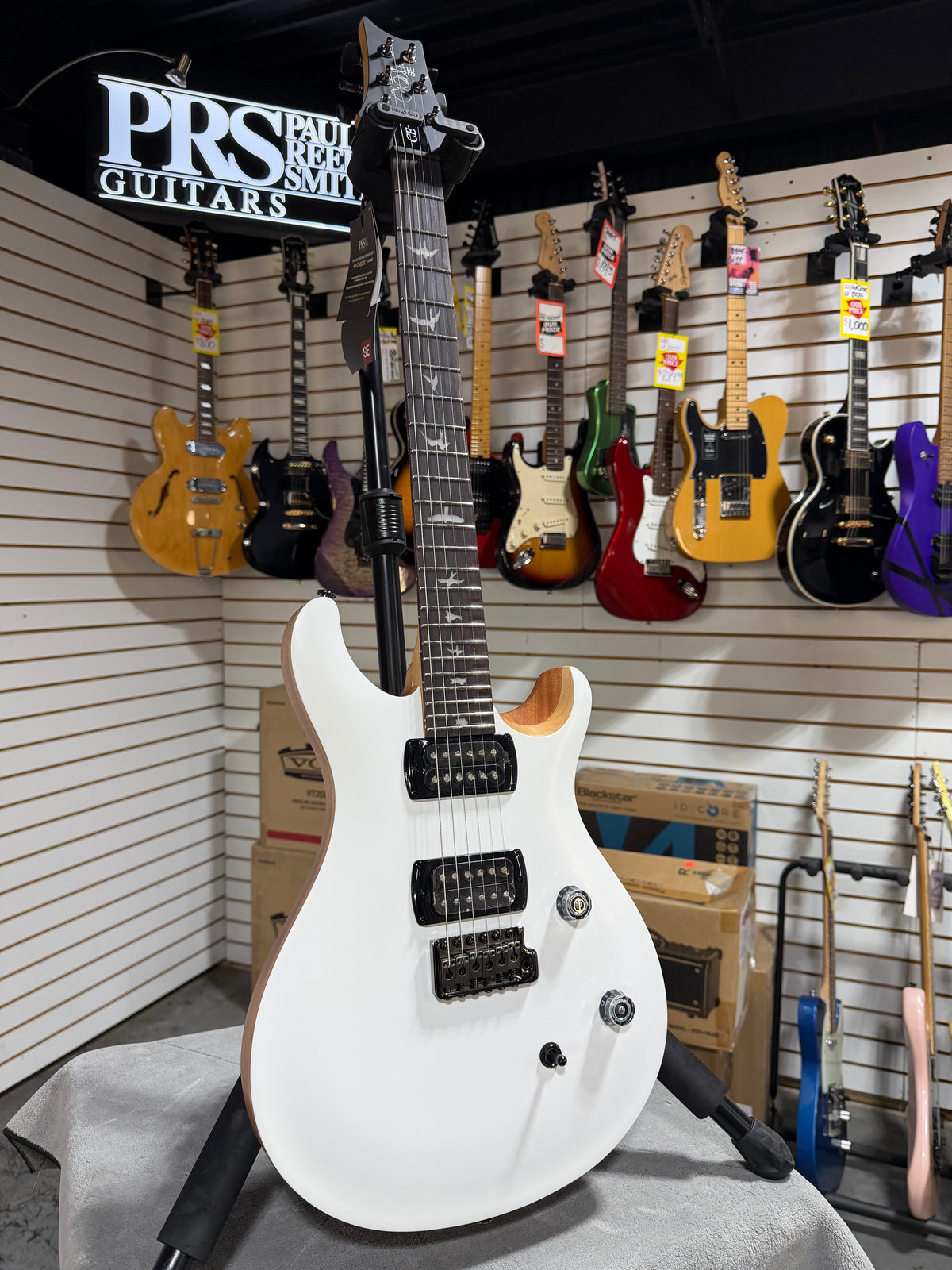 PRS SE CE 24 Satin - Flat White Top, C&M Exclusive - White