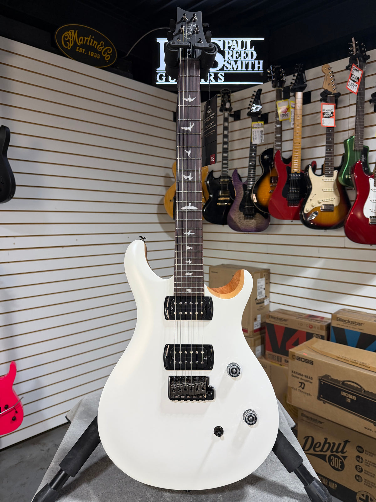 PRS SE CE 24 Satin - Flat White Top, C&M Exclusive - White