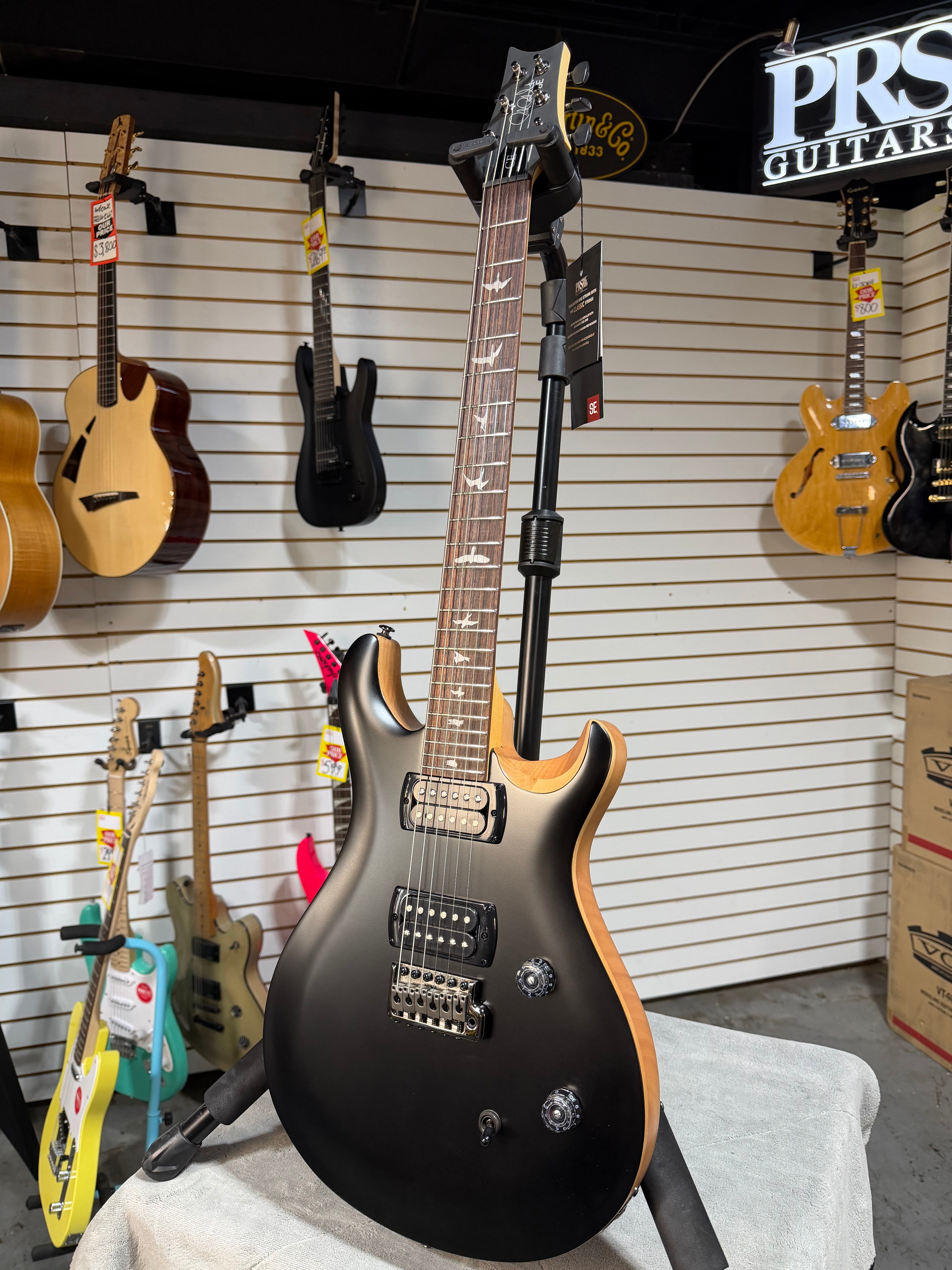 PRS SE CE 24 Satin - Flat Black Top, C&M Exclusive - Black