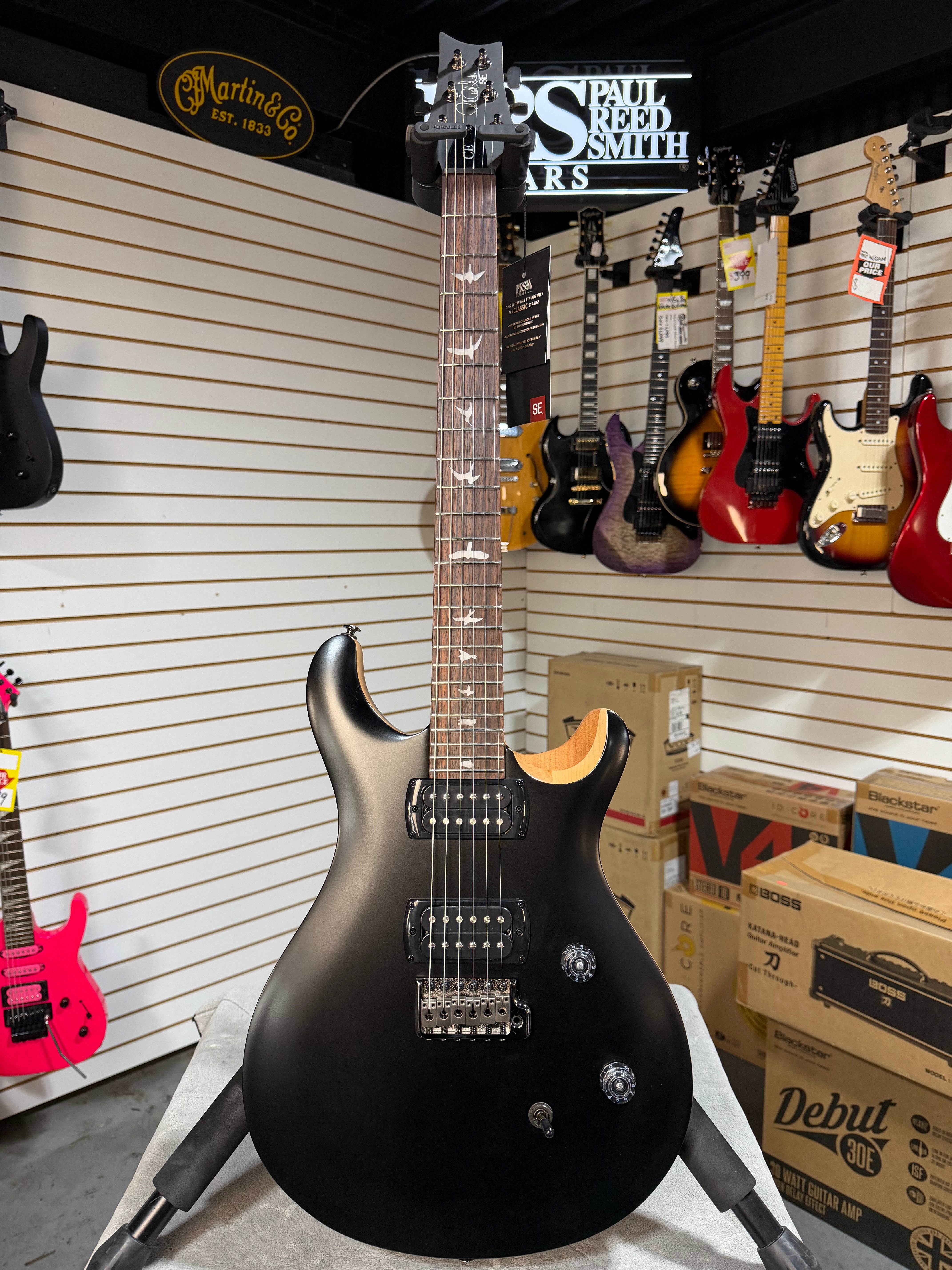 PRS SE CE 24 Satin - Flat Black Top, C&M Exclusive - Black