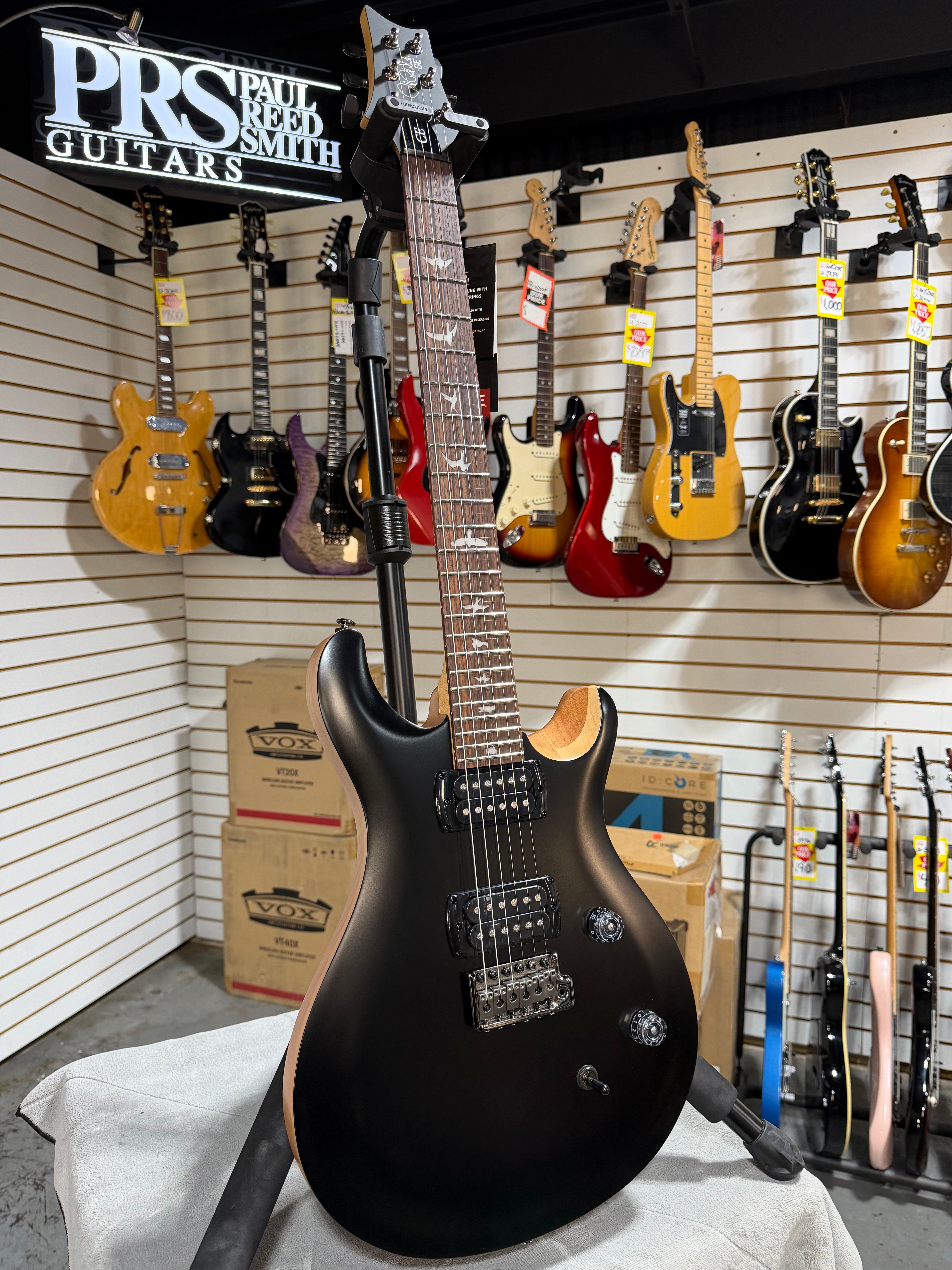 PRS SE CE 24 Satin - Flat Black Top, C&M Exclusive - Black