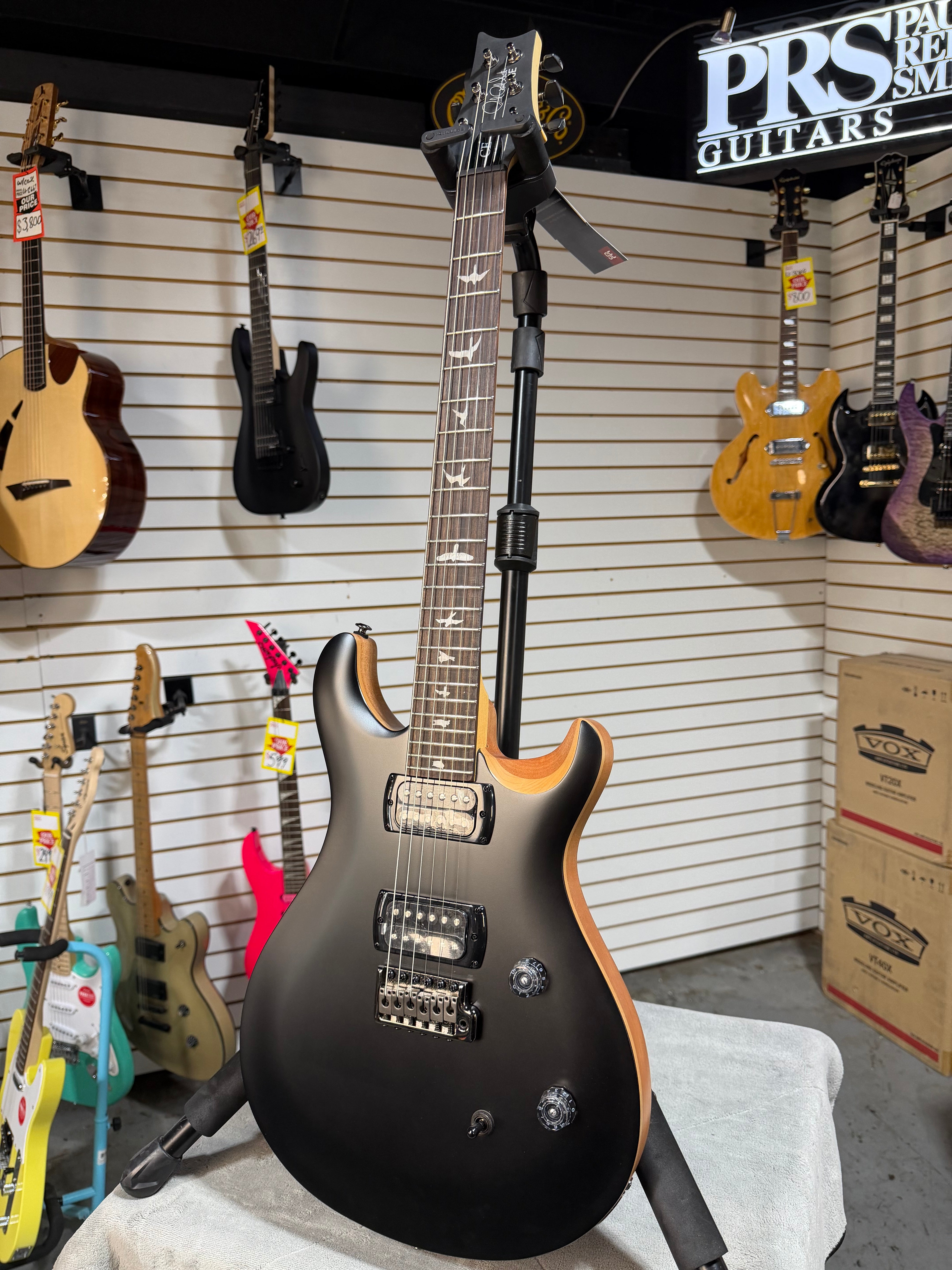 PRS SE CE 24 Satin - Flat Black Top, C&M Exclusive - Black