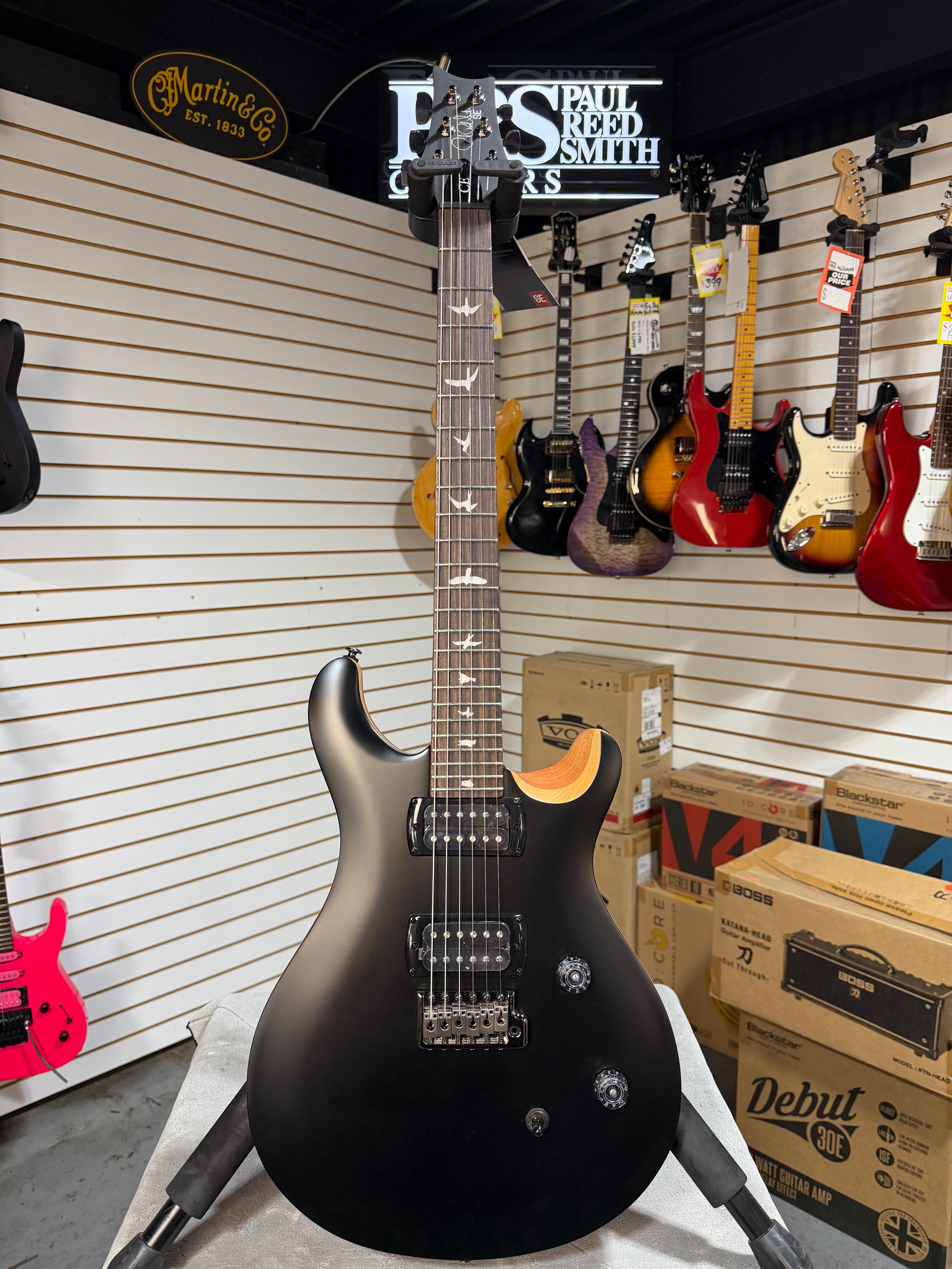 PRS SE CE 24 Satin - Flat Black Top, C&M Exclusive - Black