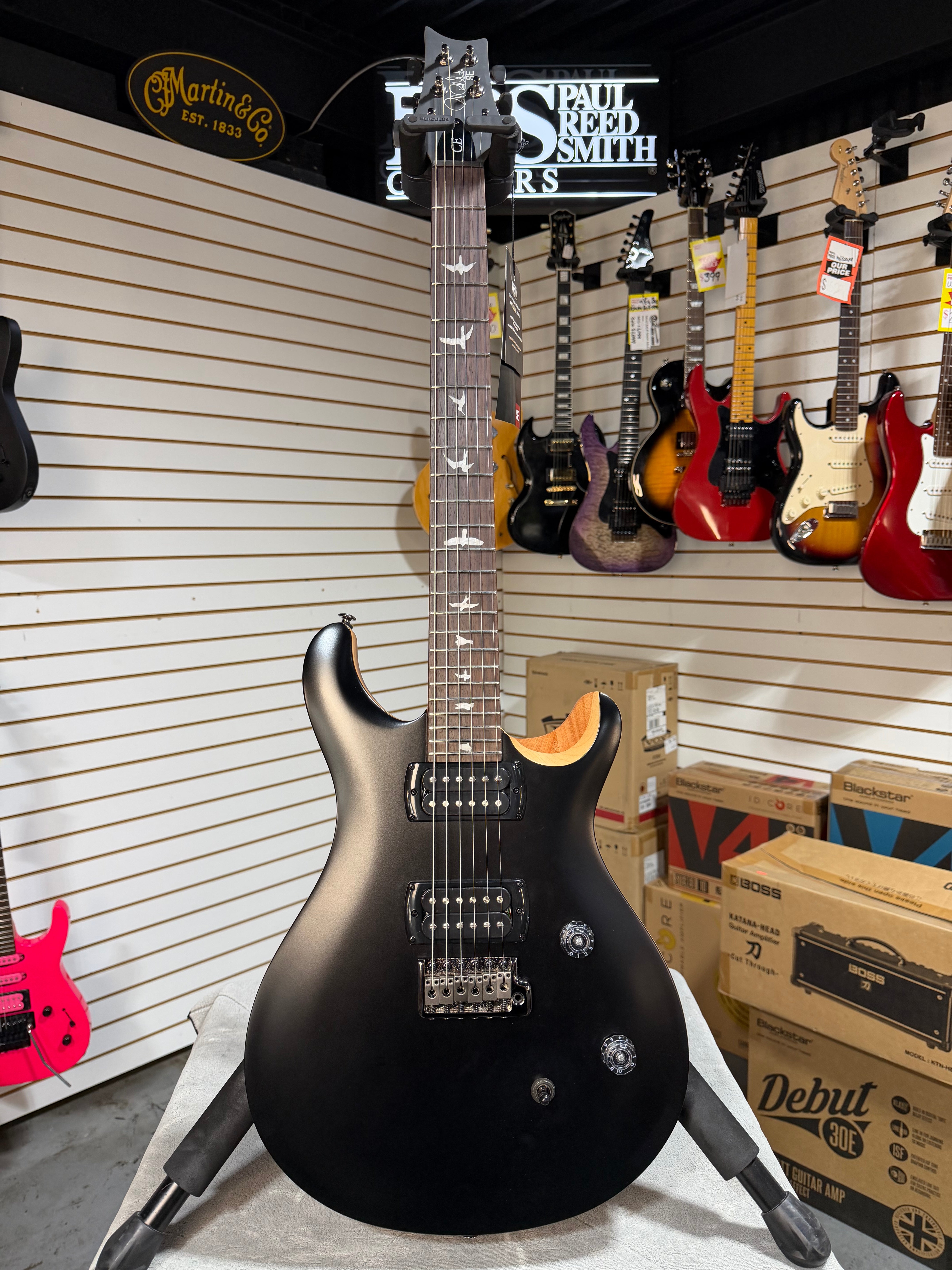 PRS SE CE 24 Satin - Flat Black Top, C&M Exclusive - Black