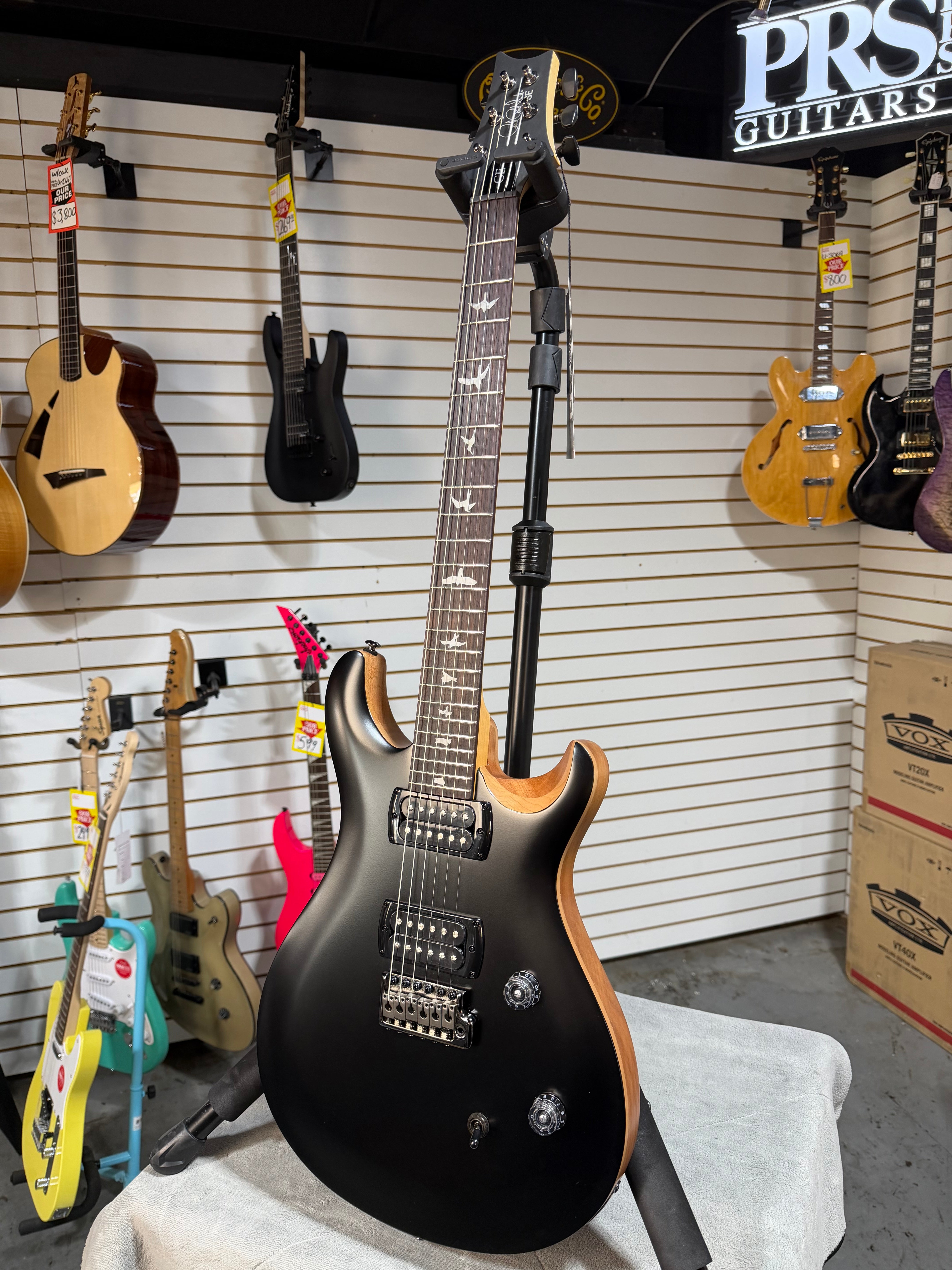 PRS SE CE 24 Satin - Flat Black Top, C&M Exclusive - Black