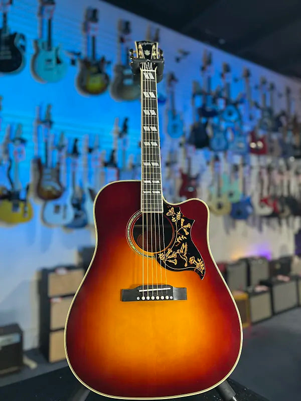 Epiphone Hummingbird Deluxe EC Acoustic-electric Guitar - Autumn Burst, w Soft Case, Get Plek'd Free! 867