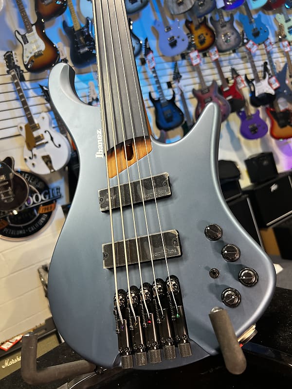 Ibanez Standard EHB1005F Fretless 5-string Bass Guitar - Arctic Ocean Matte 800 GET PLEK'D