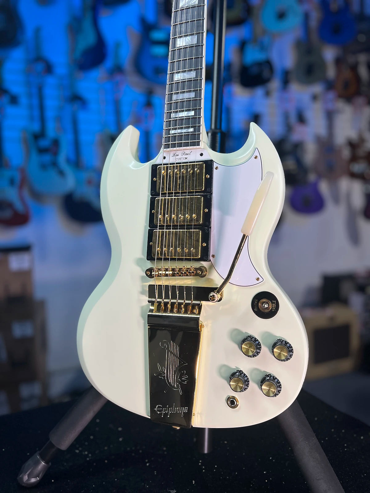 Epiphone 1963 SG Inspired by Gibson Custom 2024 Les Paul - Classic White, with Epiphone Case 053