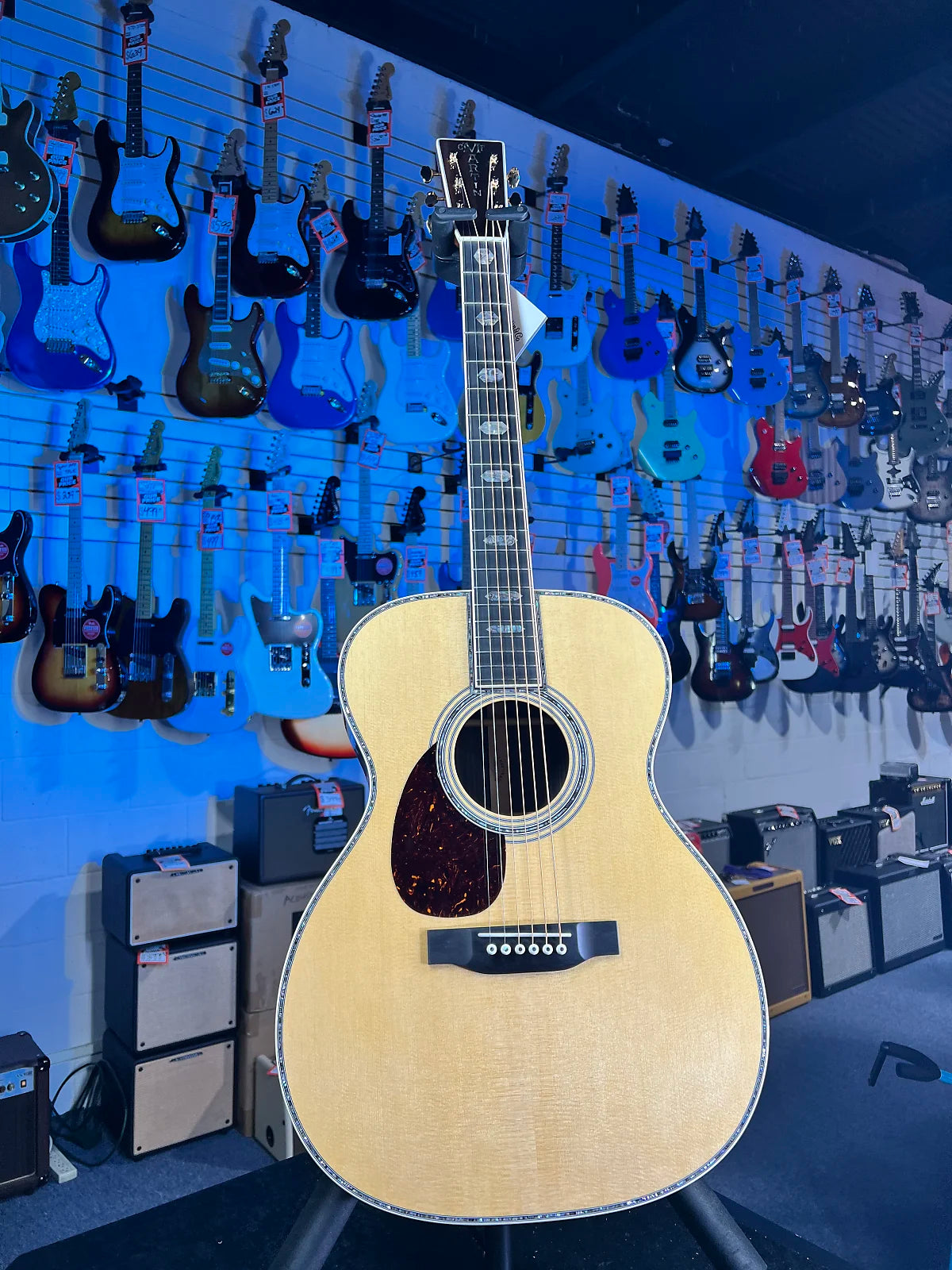 Martin OM-45 Left-Handed Standard Series Acoustic Guitar OM45L - Natural with Aging Toner, Get Plek'd Free 987
