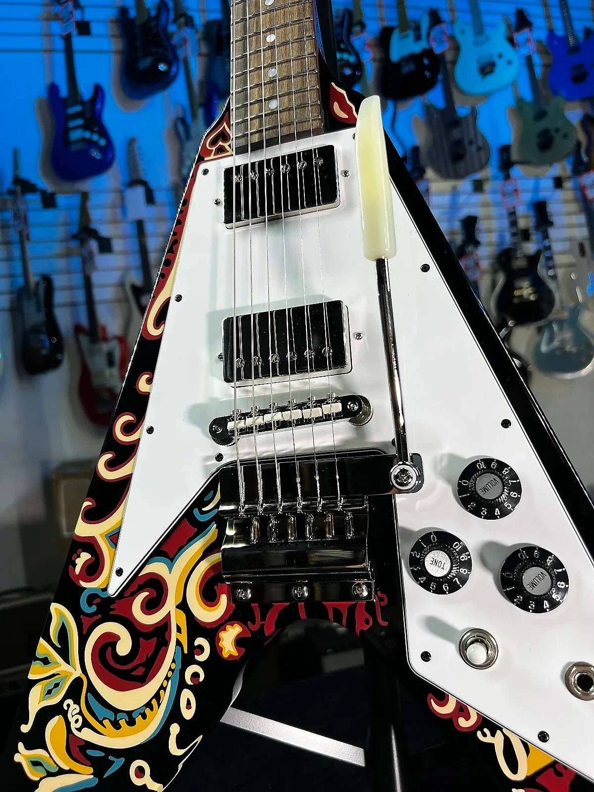 Epiphone Jimi Hendrix "Love Drops" Flying V Electric Guitar - Ebony - GET PLEK’D Free! 582