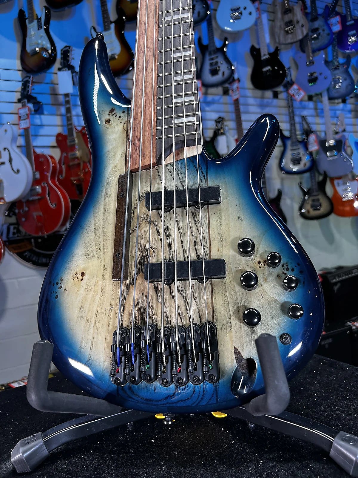 Ibanez Bass Workshop SRAS7 Ashula 7-string Bass Guitar - Cosmic Blue Starburst Shipping 474 GET PLEK’D Free!