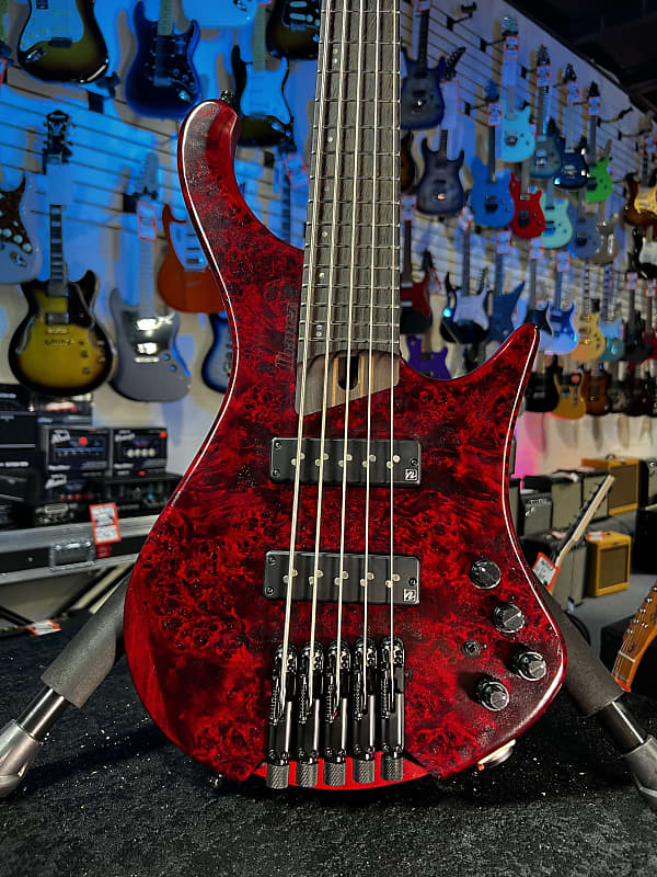 Ibanez EHB Ergonomic Headless 5-string Bass Guitar - Stained Wine Red Low Gloss  GET PLEK'D! 598